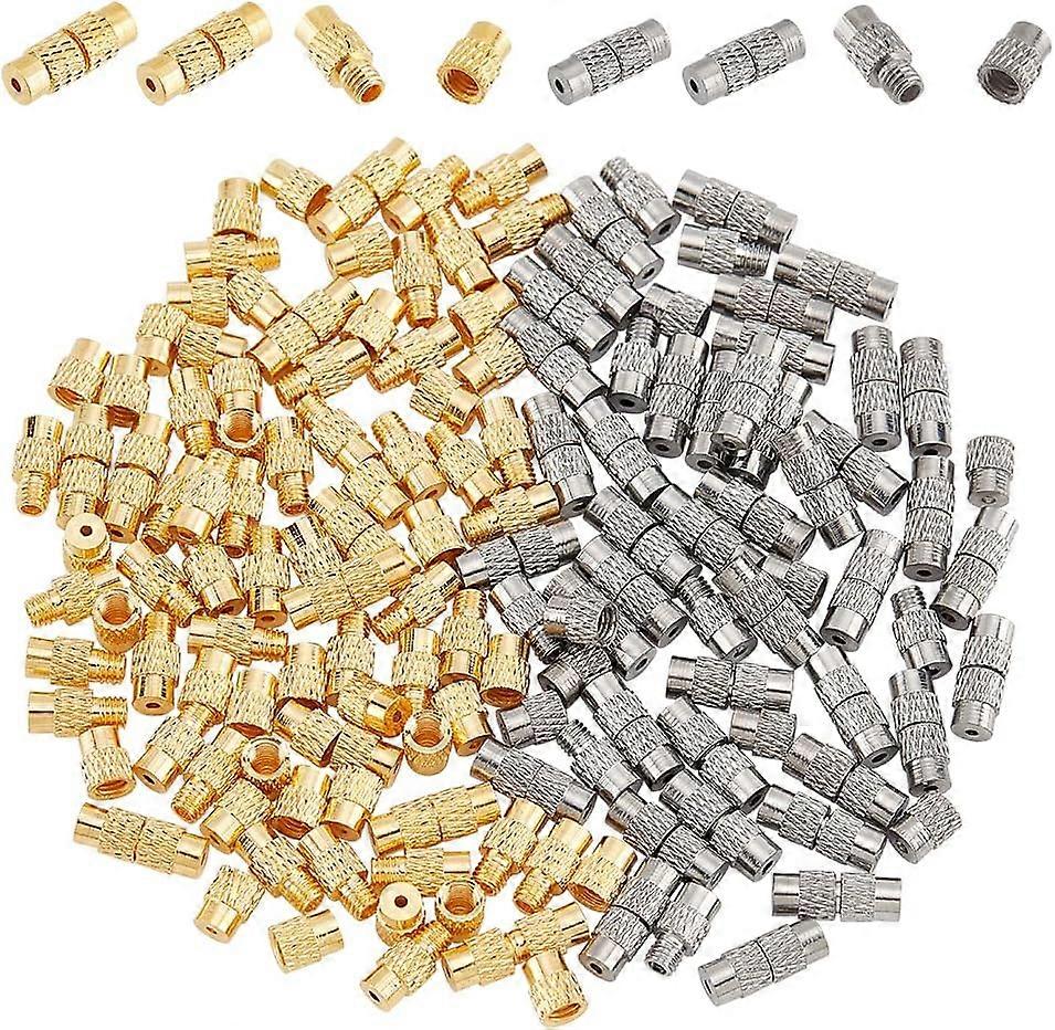 100 Sets 2 Colors Brass Screw Clasps Screw Twist Clasps Column Barrel Screw Clasps Jewelry End Tip Caps for Bracelet Necklace Jewelry Making Findings