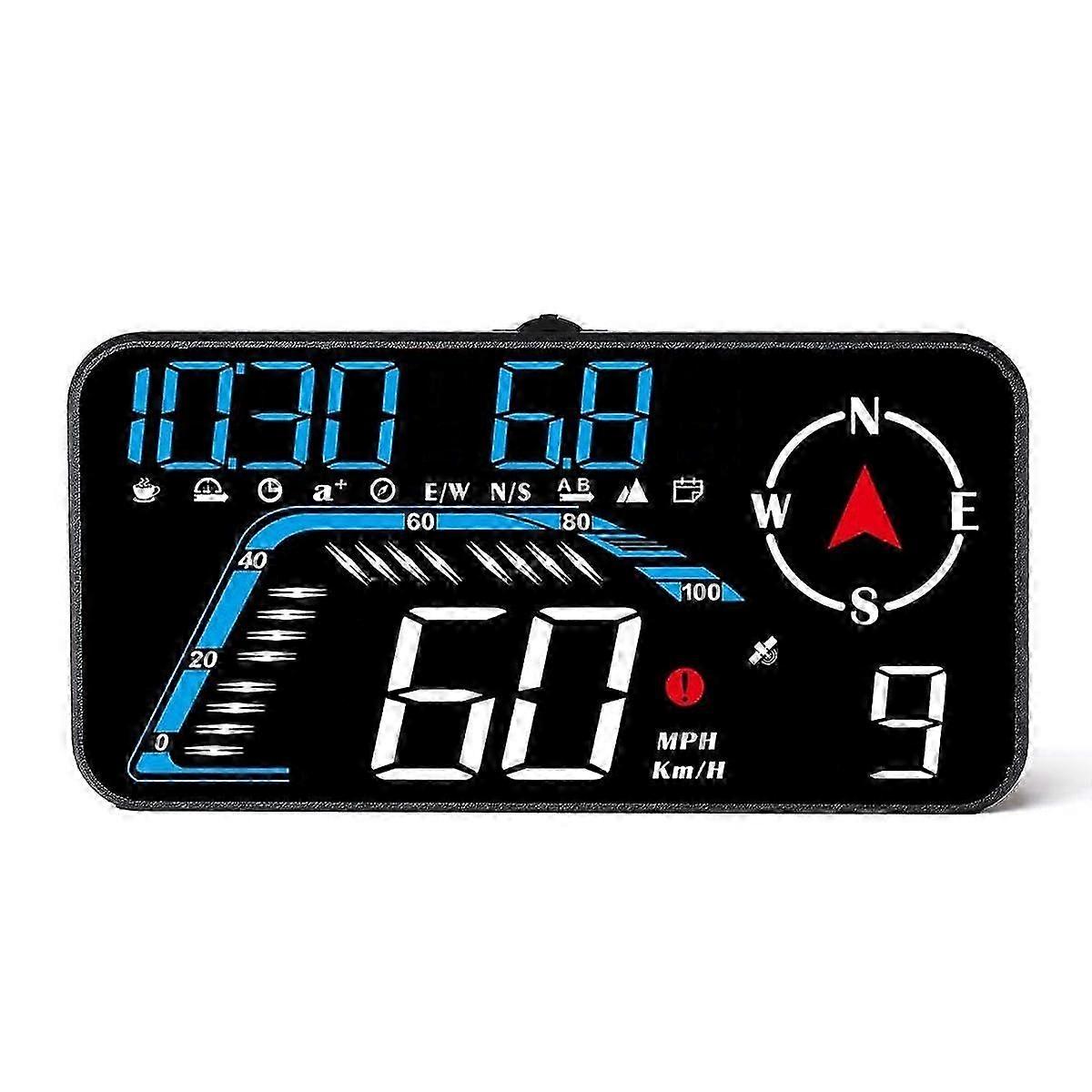 G12 HUD Head-Up Display GPS per auto, allarme di velocità, velocità di guida, universale, nero