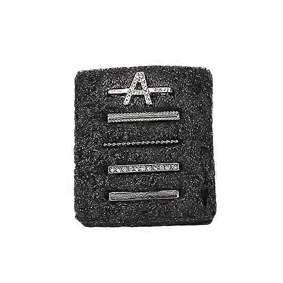 5Pcs/Set Watch Band Loop Multi-styles Polished Charm Rhinestone Letter Watch Strap Fastener Ring