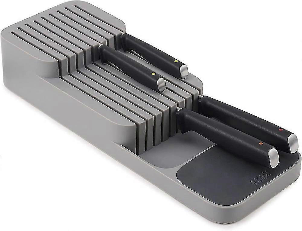 DrawerStore Kitchen Drawer Organizer Tray for Knife Blocks, Gray