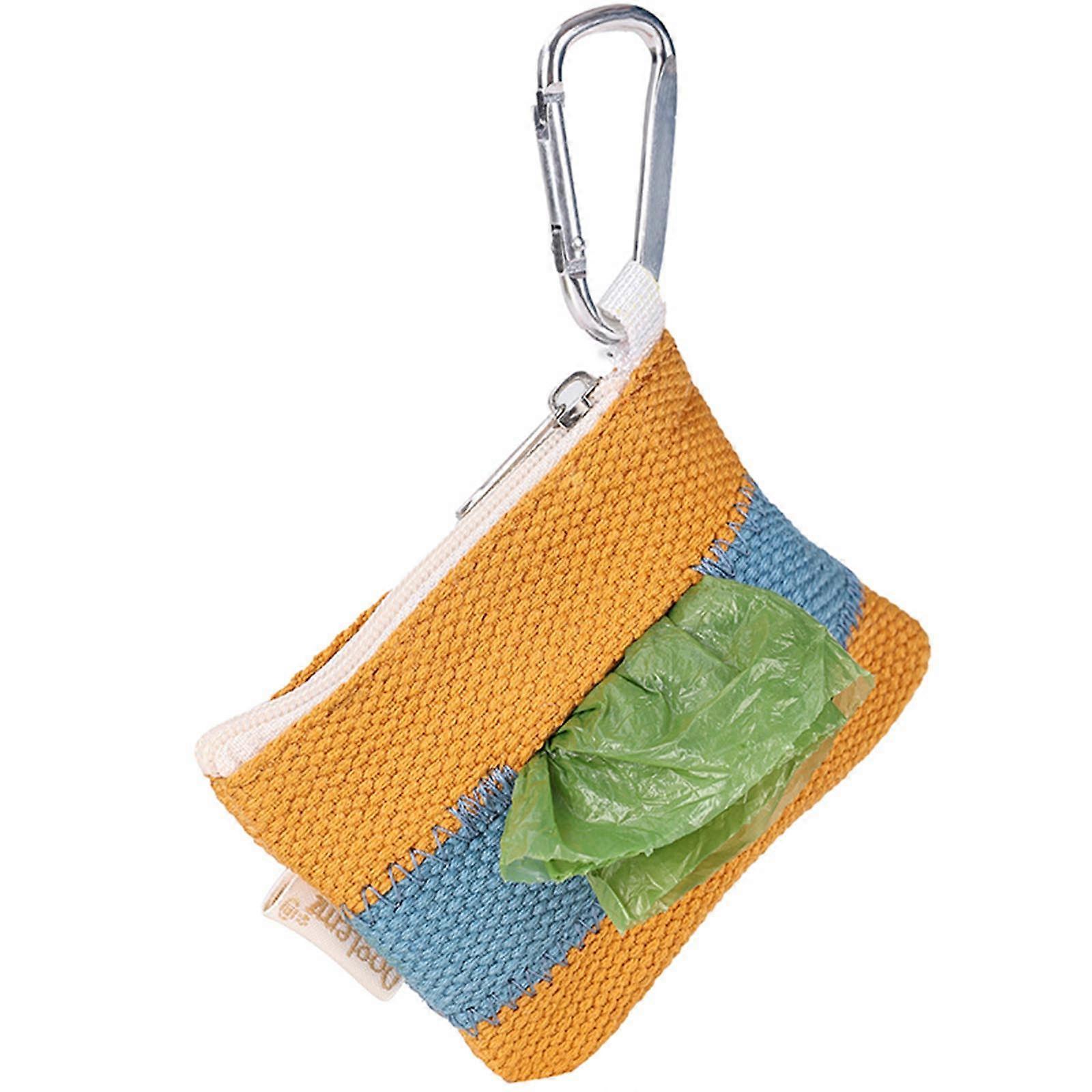 Dog Poop Bag Holder for Leash Waste Bag for Carrier for Walking Running Bicycle Accessories Outdoor Use Turmeric blue