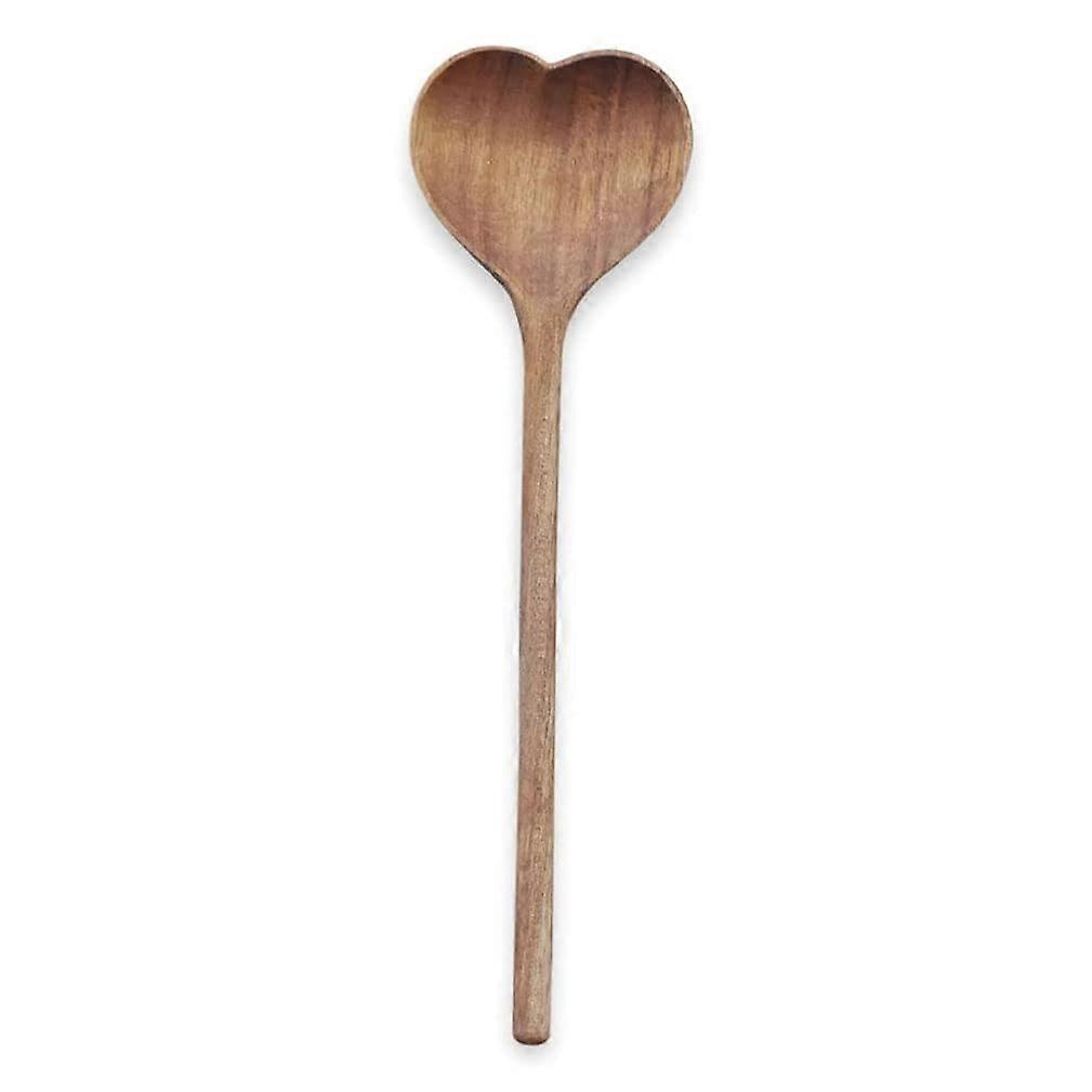 Wooden Heart Spoon Long Handle Cooking And Mixing Utensil Heart Shaped Kitchen Tool