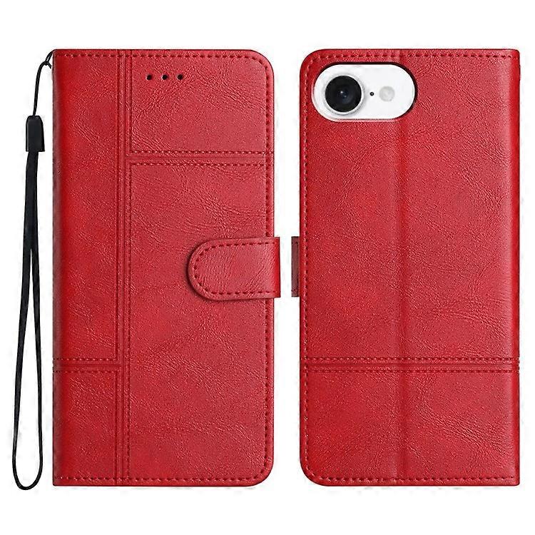 Compatible For iPhone 16e Case Line Imprinted PU Leather Wallet Phone Cover