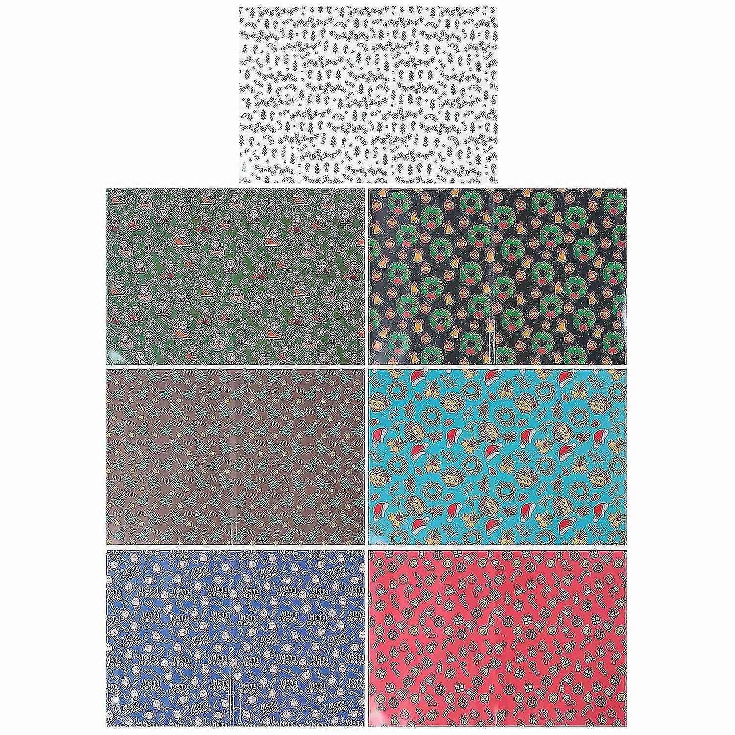 7pcs Christmas Gift Package Paper Practical Present Packaging Paper Diy Decor