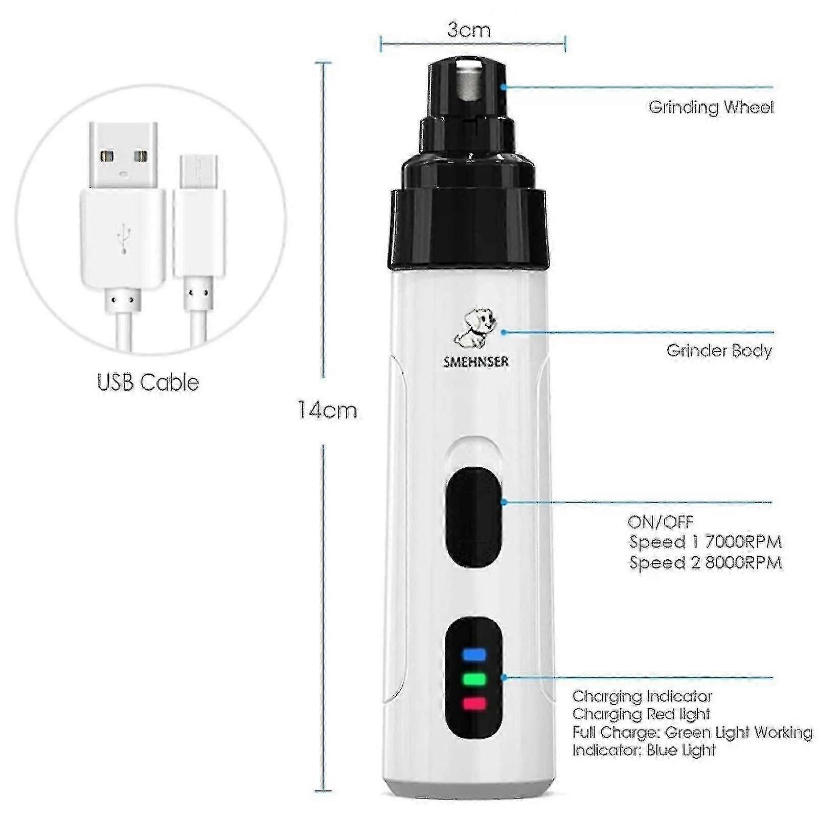 View of Dog Nail Grinder, Upgraded Super Quiet Painless Pet Nails Grooming ...