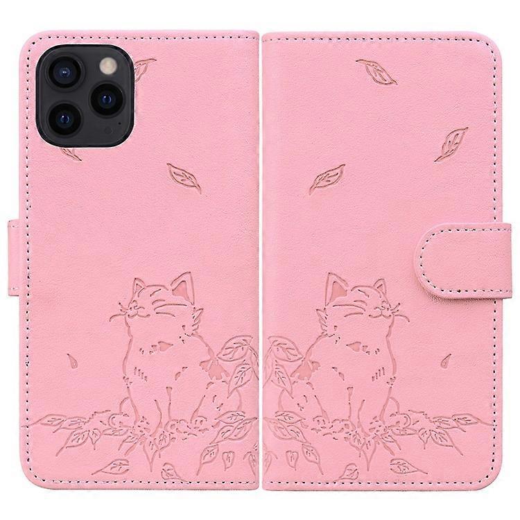 Compatible For iPhone 16 Pro Case Wallet Cat Pattern Imprinted Leather Phone Cover