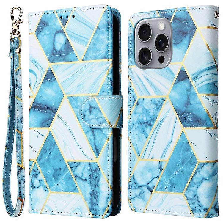 Compatible For iPhone 16 Pro Max Case Lacquered Marble Pattern Card Slots Wallet Leather Phone Cover