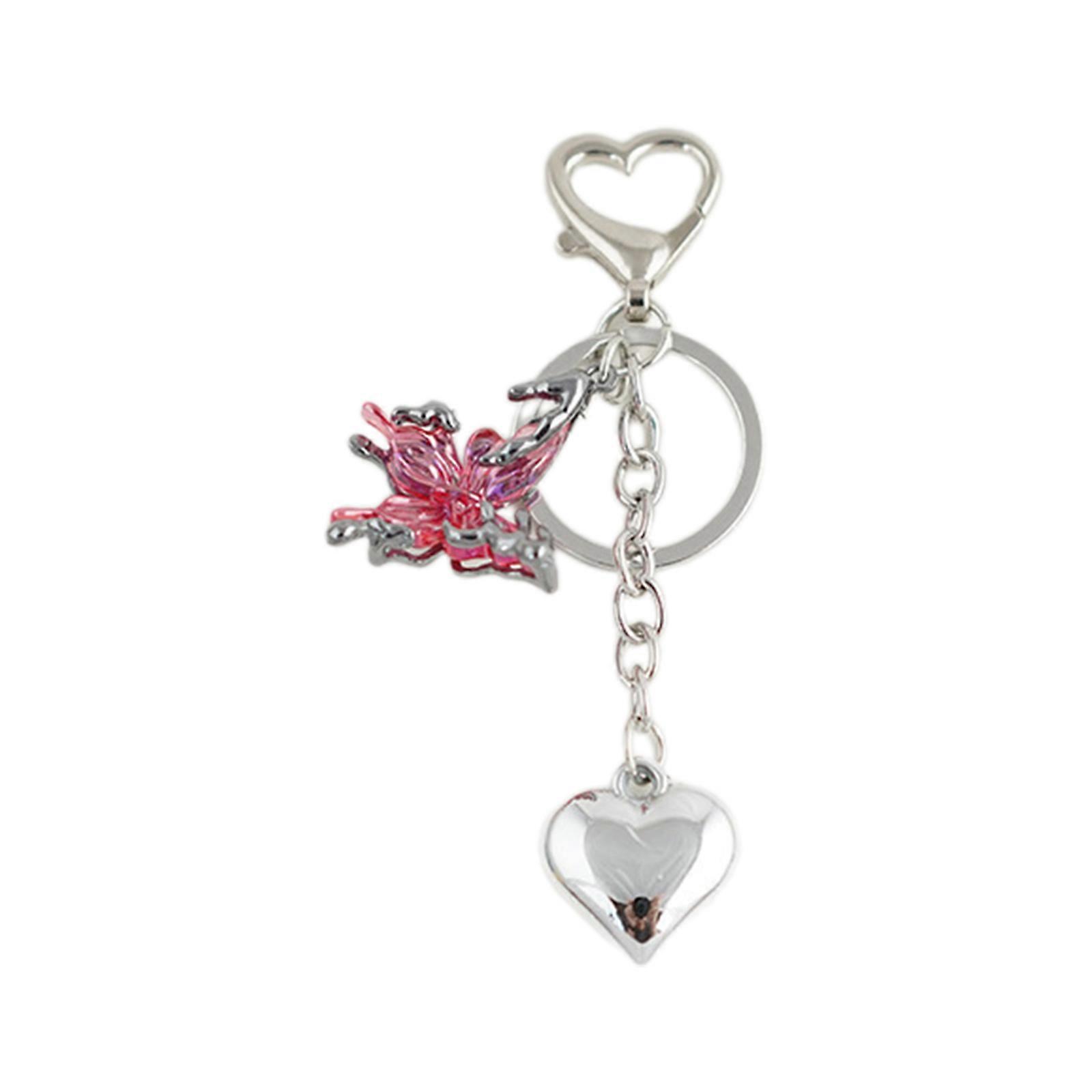 Papillon coloré amour breloque porte-clés en métal et résine sac à main décoration sac pendentif à la mode porte-clés rose foncé