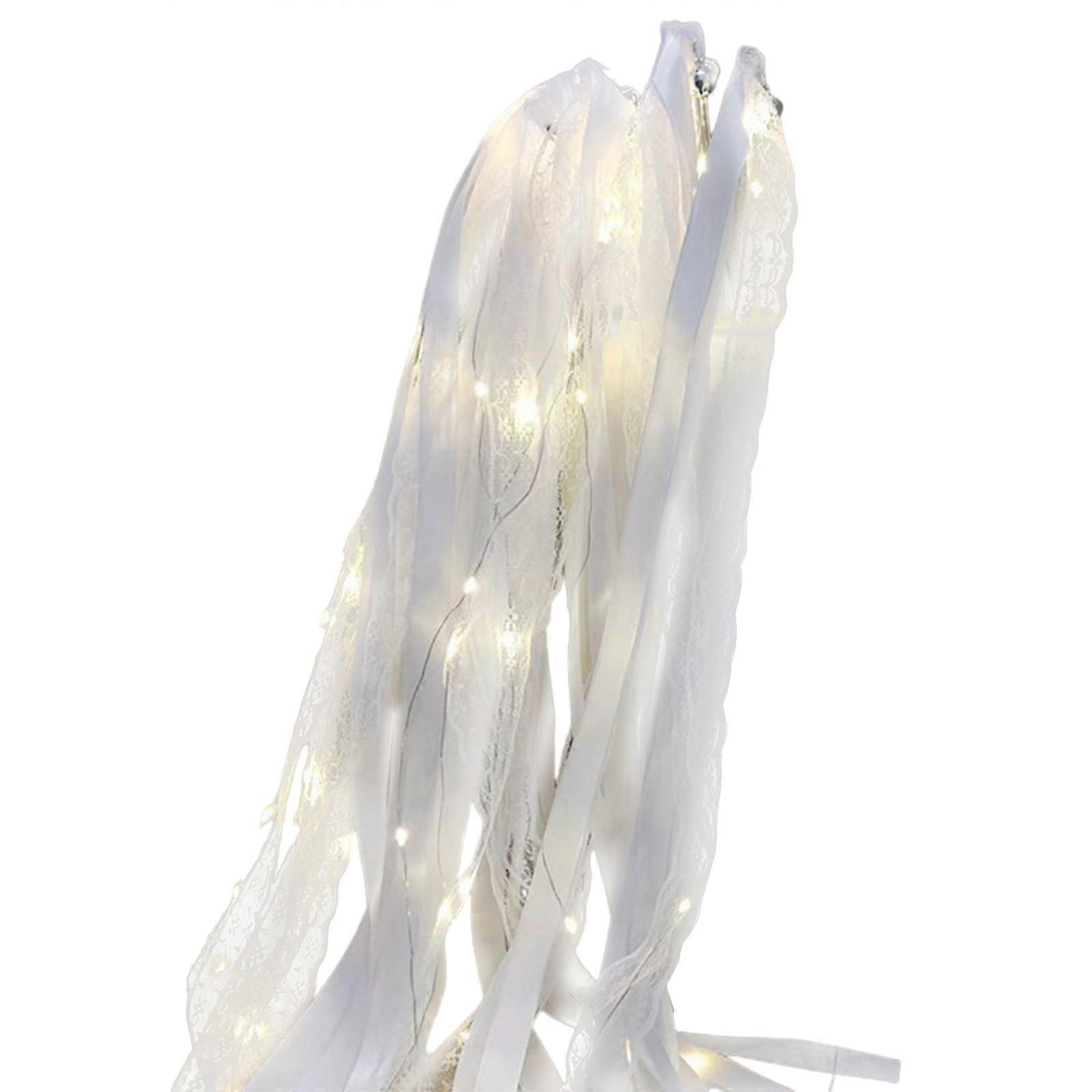 Party Supplies Ribbon Glowing Sticks with Bells 10 Pieces Set Create Elegant Designs Atmospheres at Your Event White