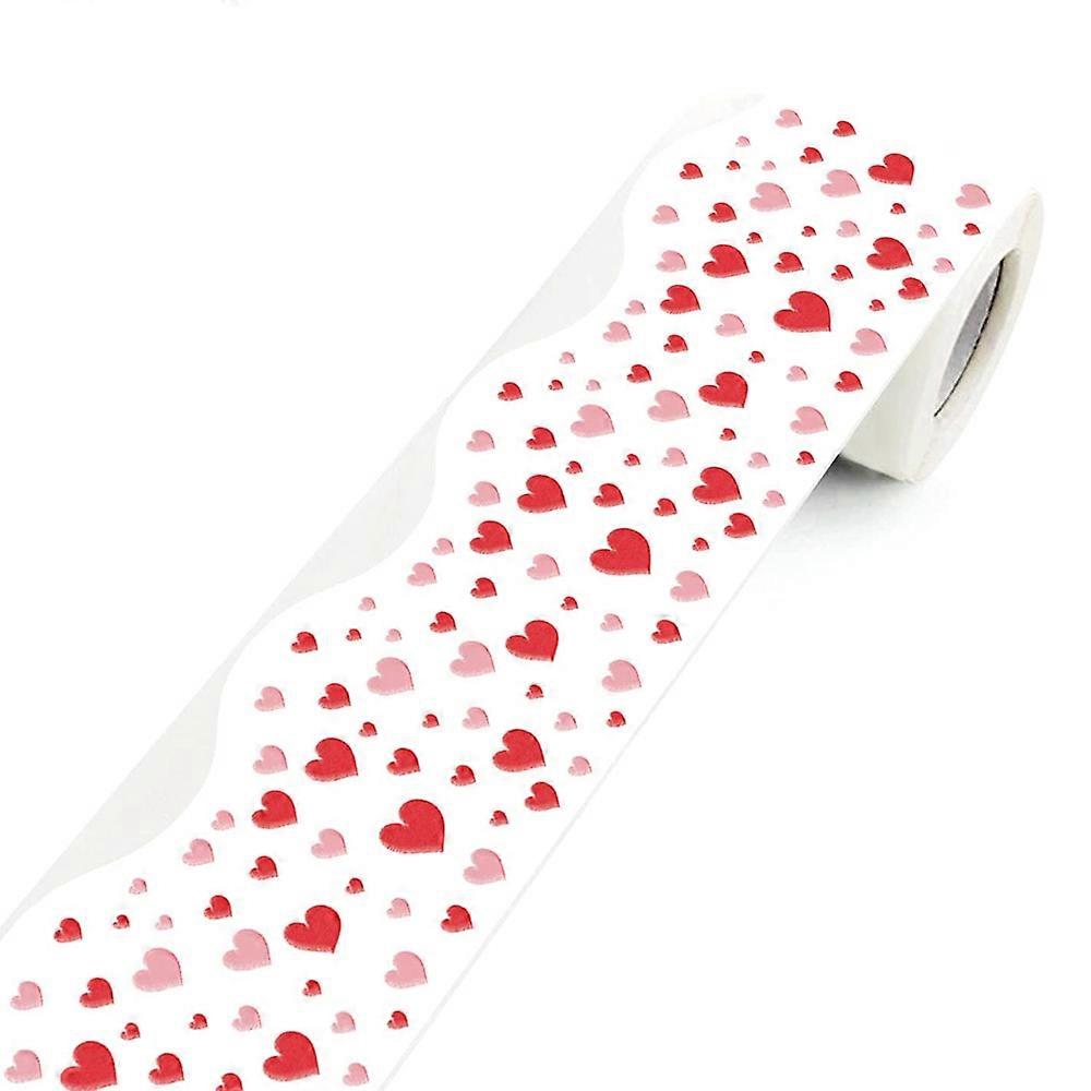 Two Sided Printed Borders, Classroom Decorations for Valentine's Day, Waterproof Paper Material with Scallop Border, Easy Peeling DIY Friendly Trim,
