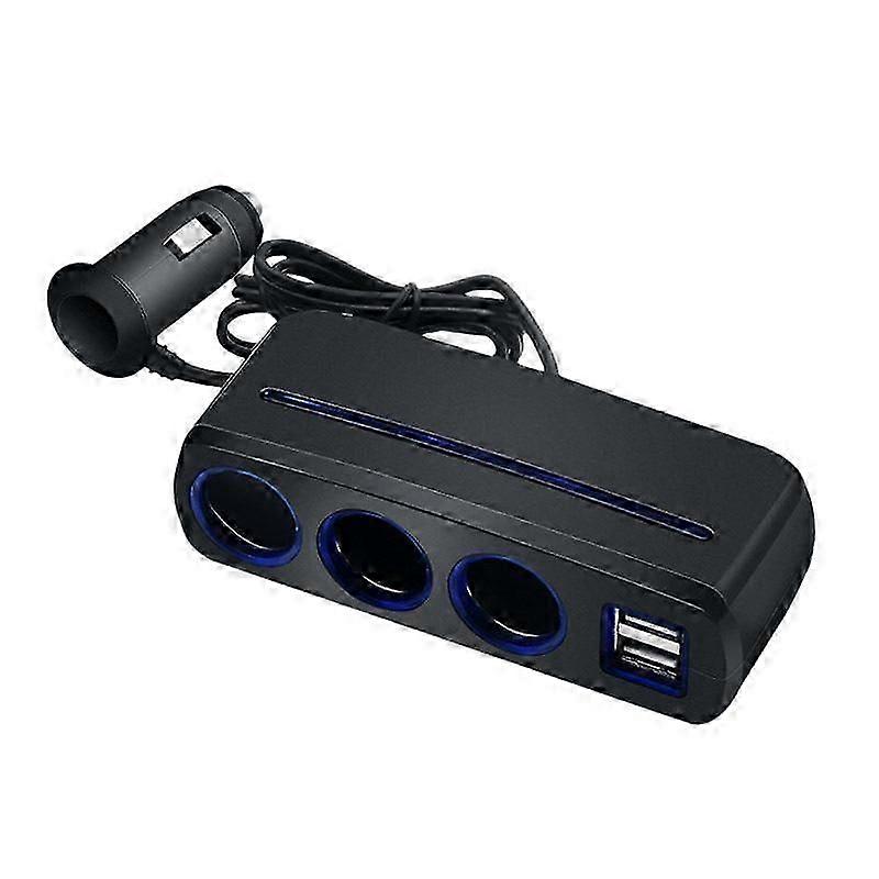Car cigarette lighter one-to-three multi-function socket one-to-two power distributor conversion plug car charger-black SD-1938