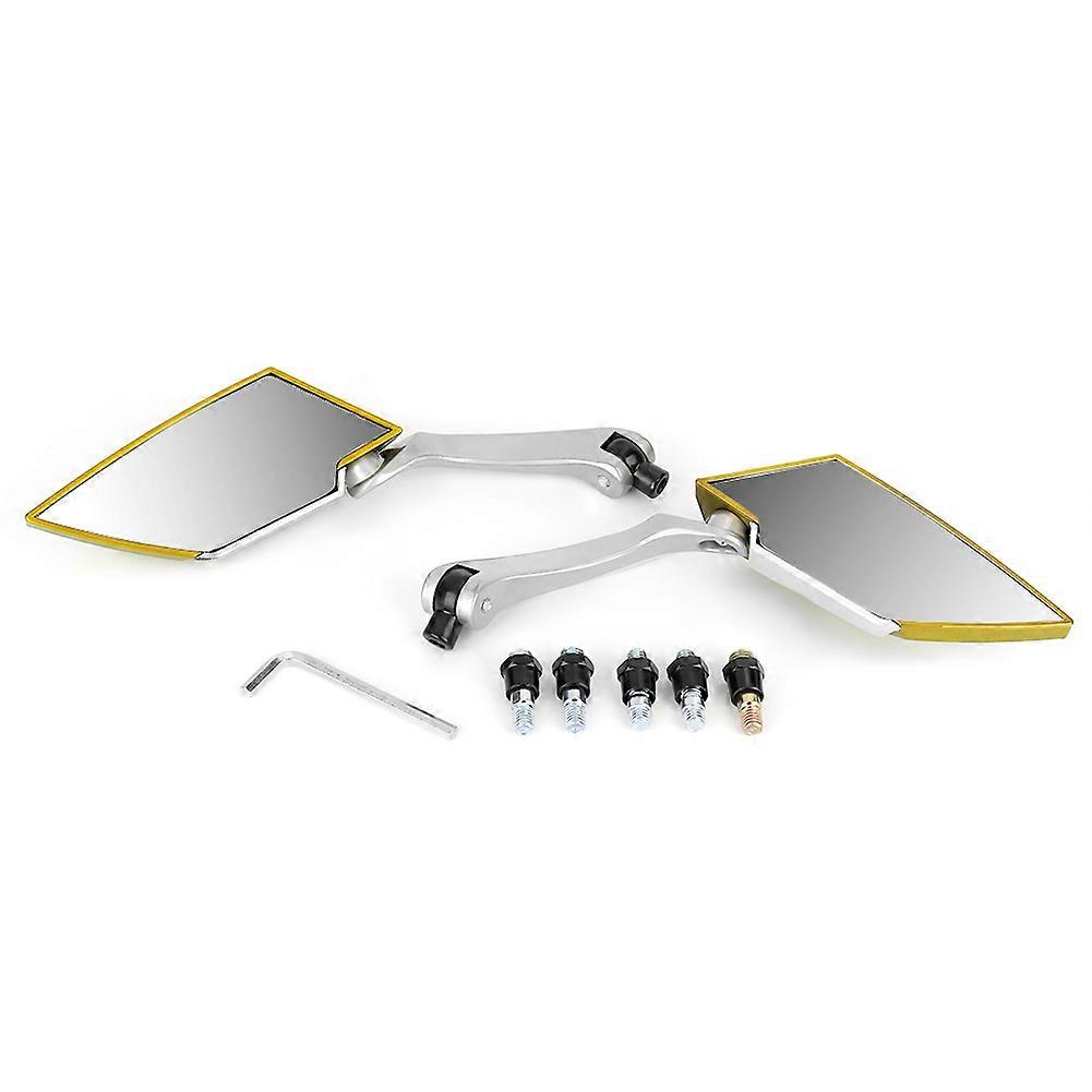 Pair of Universal Motorcycle Rhombus Reflective Rearview Mirror Modified Accessory(Gold)