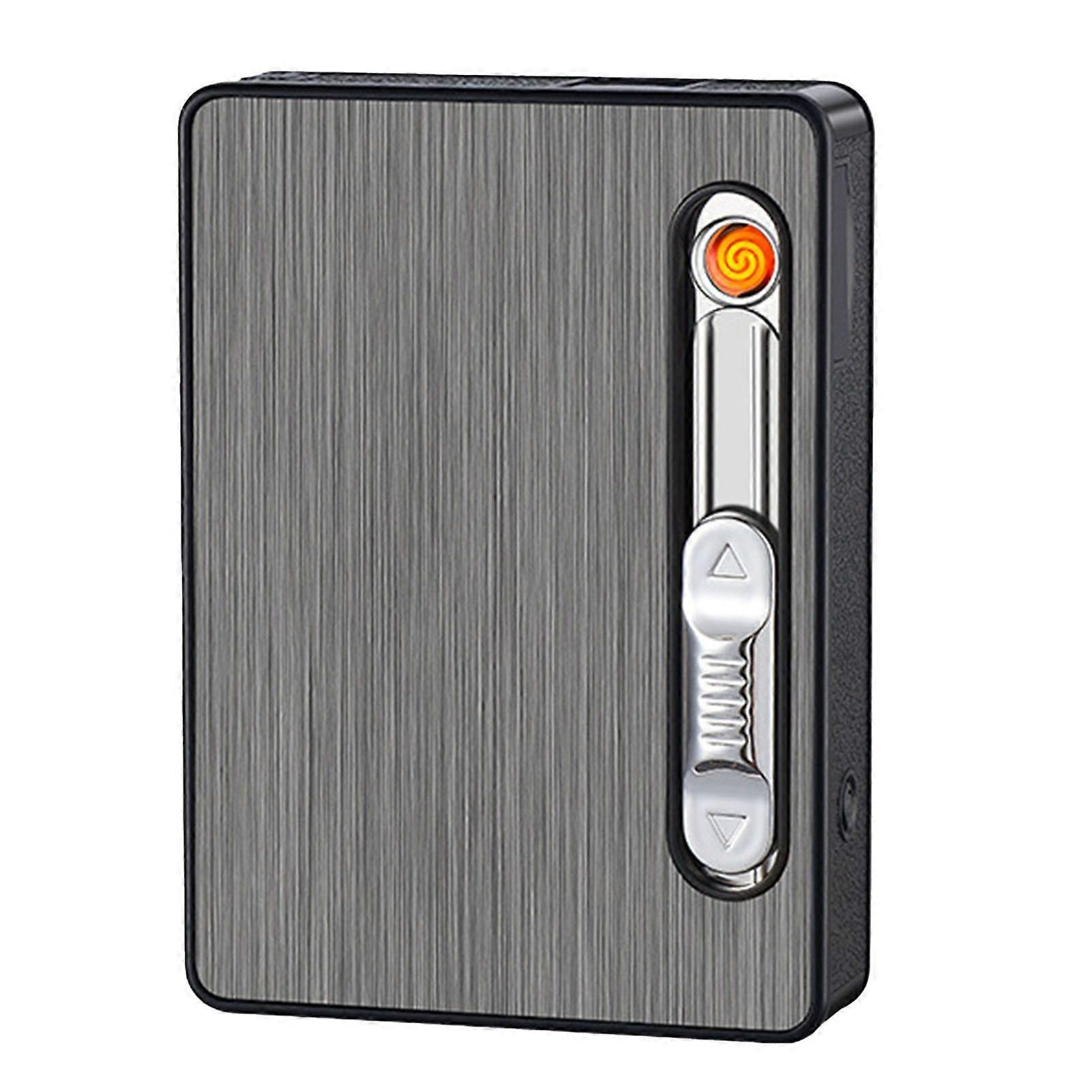 Cigarette Case 3 in 1 Multi Function Rechargeable Cigarette Holder with Windproof Lighter LED Light for 10pcs Cigarettes