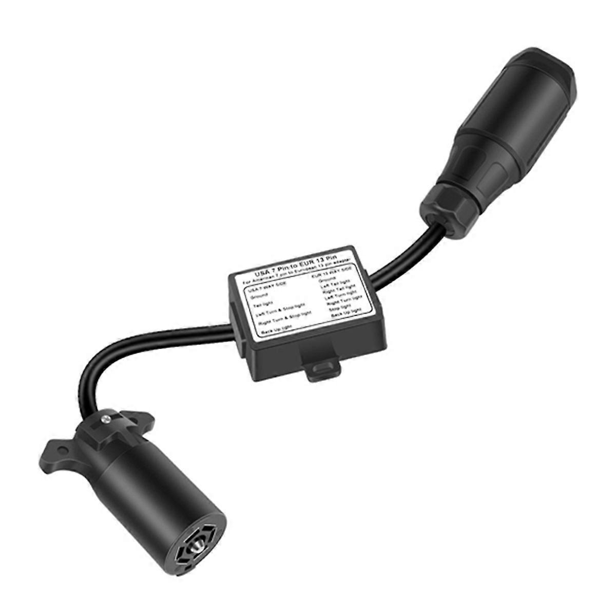 Trailer Light Converter 7 Way Flat Socket to 13-Pin Round Plug