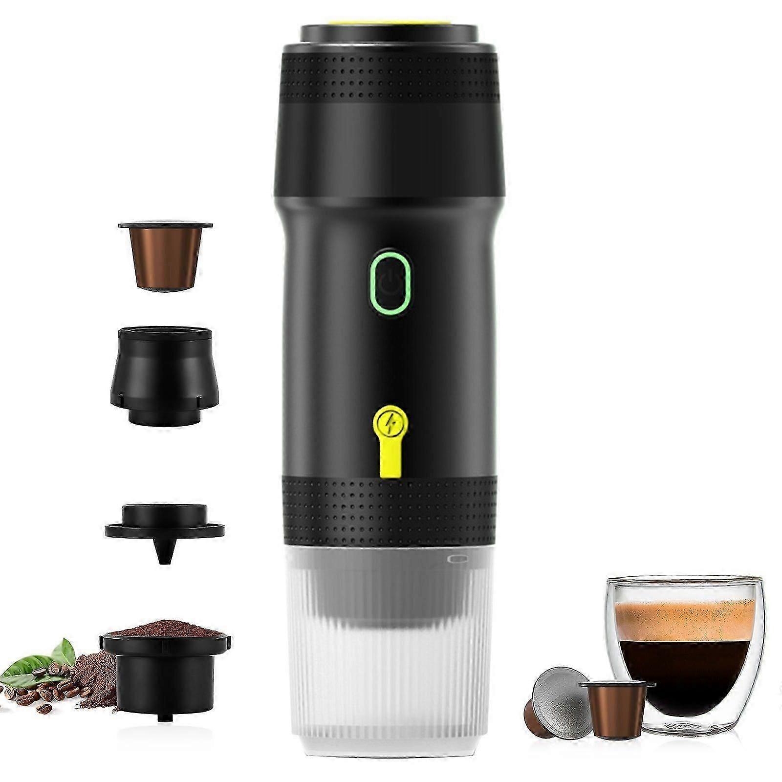 Taşınabilir Elektrikli Espresso Makinesi Öğütülmüş Kahve ve Kapsül Kahve Makinesi, Kamp ve Ofis için 7500mAh Soğuk Demleme ve Kendi Kendine Isıtma Kahve Makinesi