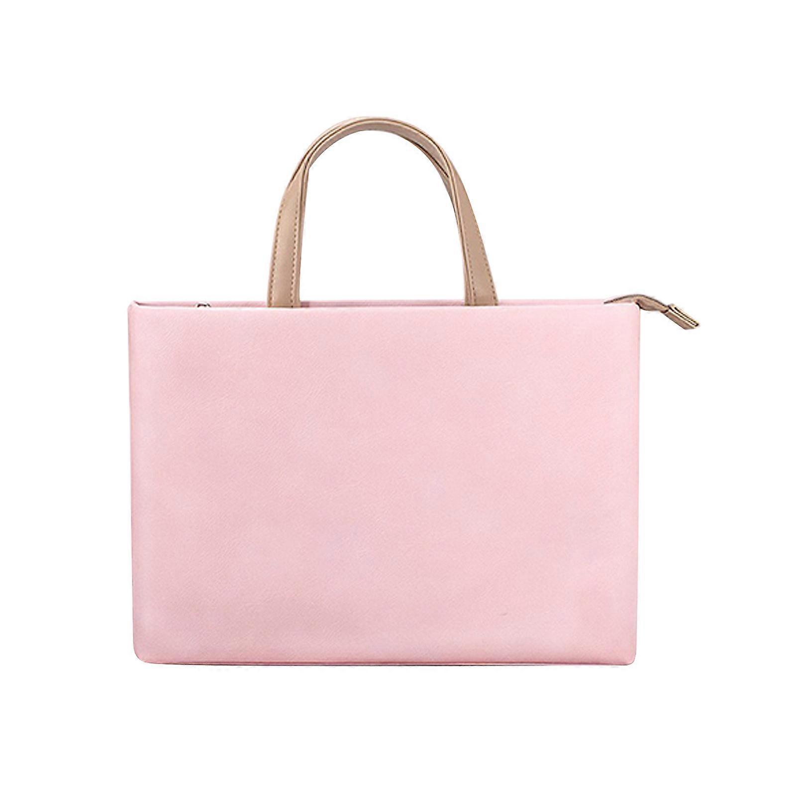 ユニバーサル13.3インチラップトップバッグハンドル付き出張ブリーフケース防水バッグファッションPUレザーラップトップバッグピンク