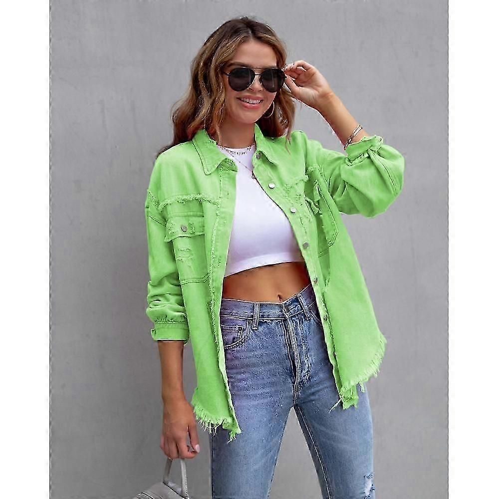 Kvinners langermet casual jakkeslag denimjakke for høst og vinter