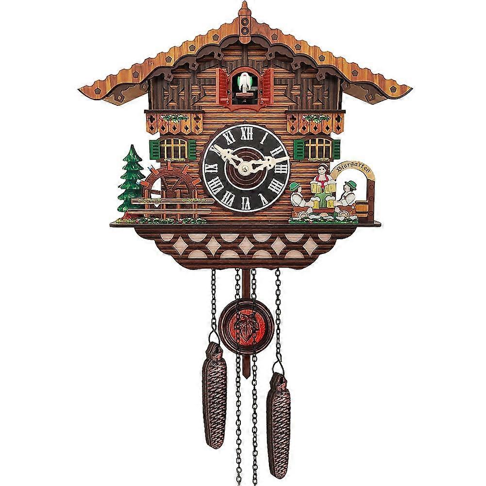 Cuckoo Wall Clock Black Forest Chalet Style with Hourly Chime Night Silence and Volume Control