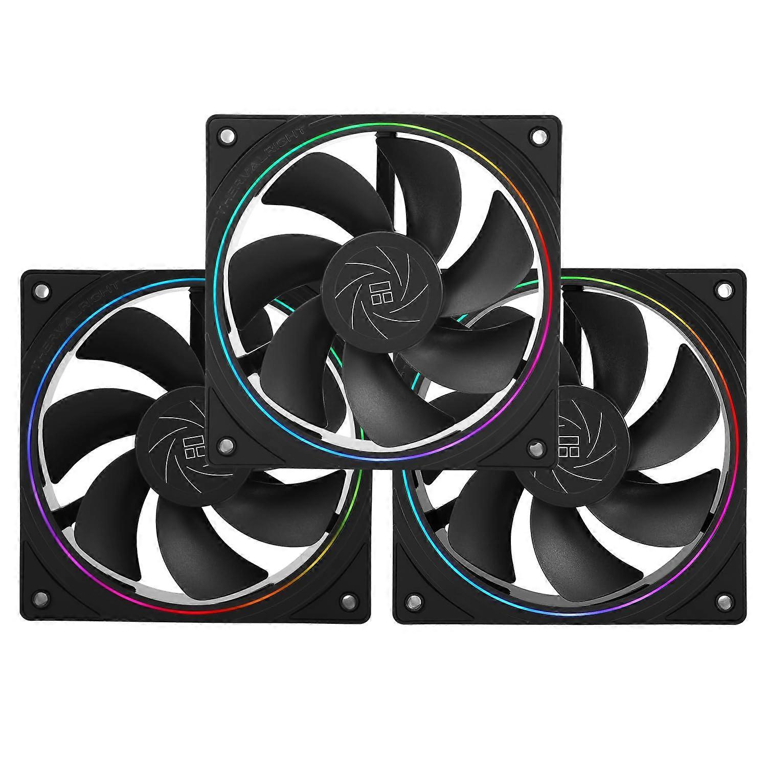 TL-S12R X3 CPU Fan 120mm PWM ARGB Reverse Case Cooling Fan 1500 RPM Black Set Of Fans