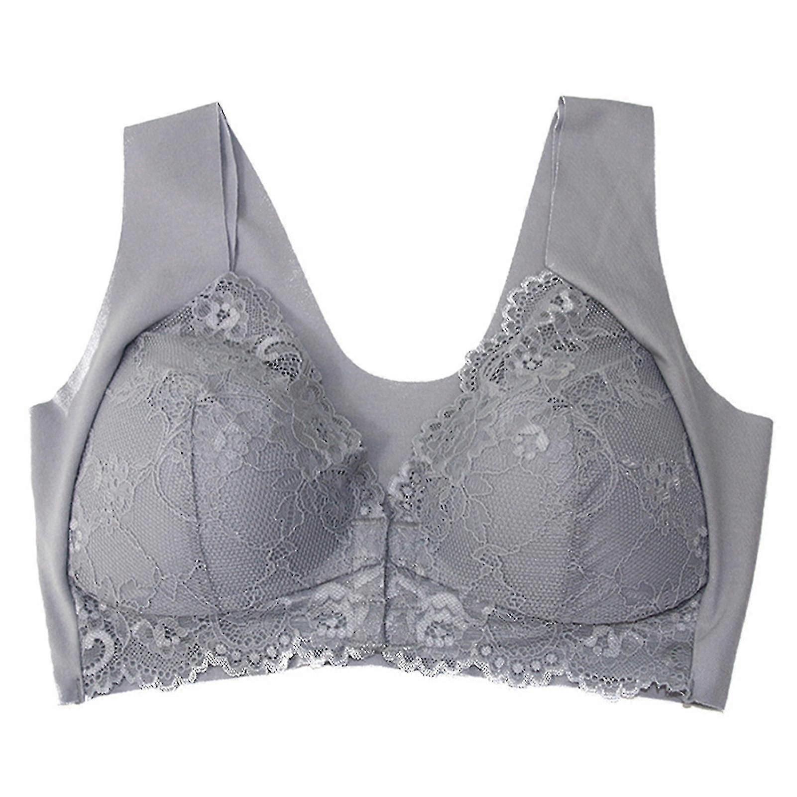 Reggiseno con chiusura frontale in pizzo floreale, elasticizzato, modellante 5D, senza cuciture, push-up, copertura totale