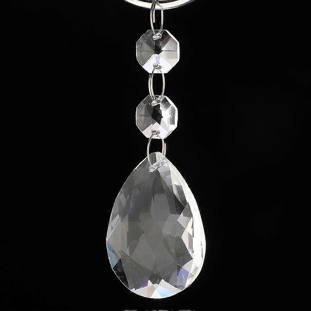 Transparent Crystal Glass Hanging String Pendant #6, 8.5x3.5cm, Clear