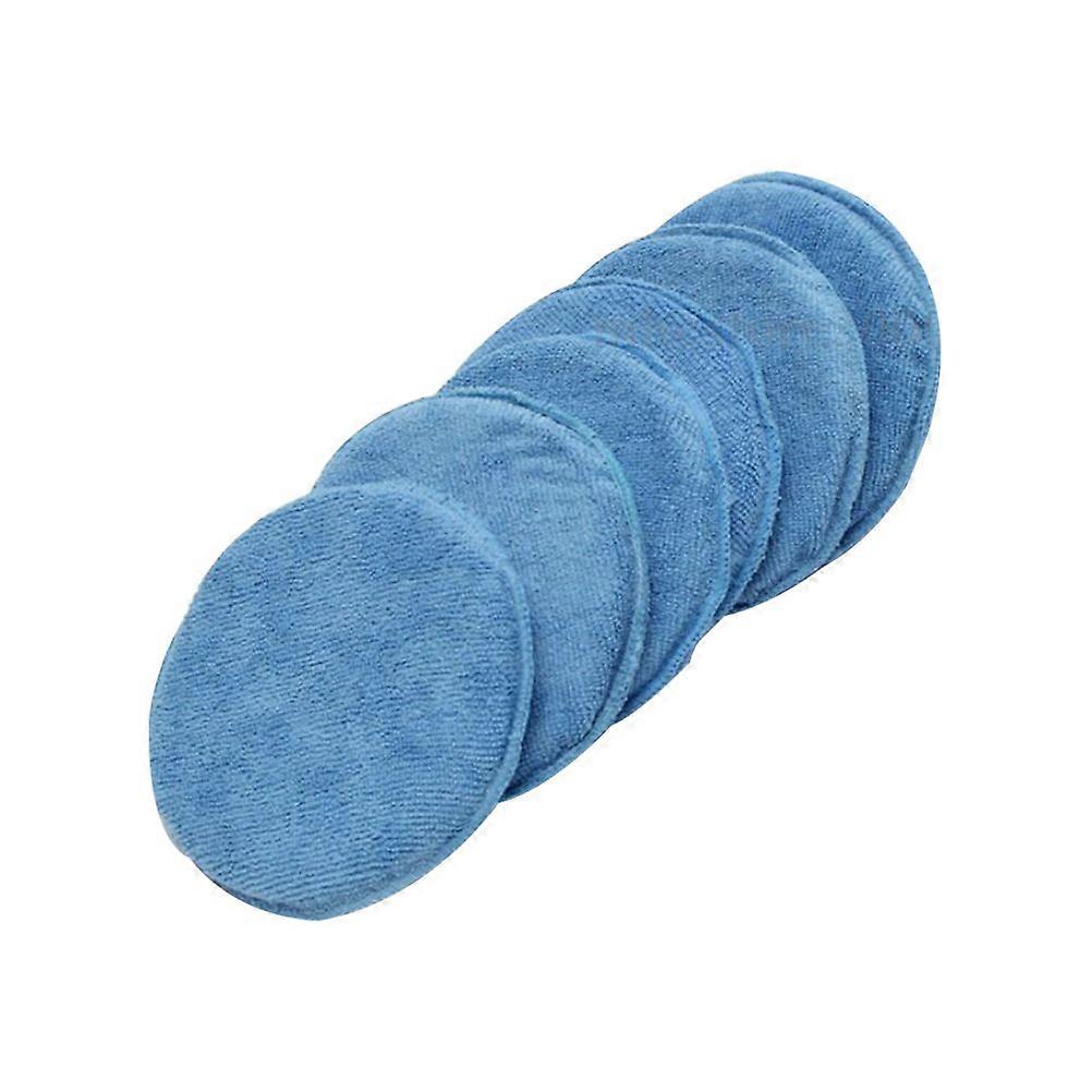 6pcs 5 inch Waxing Polish Wax Sponge Applicator Pads Vehicle Glass Clean (Blue)