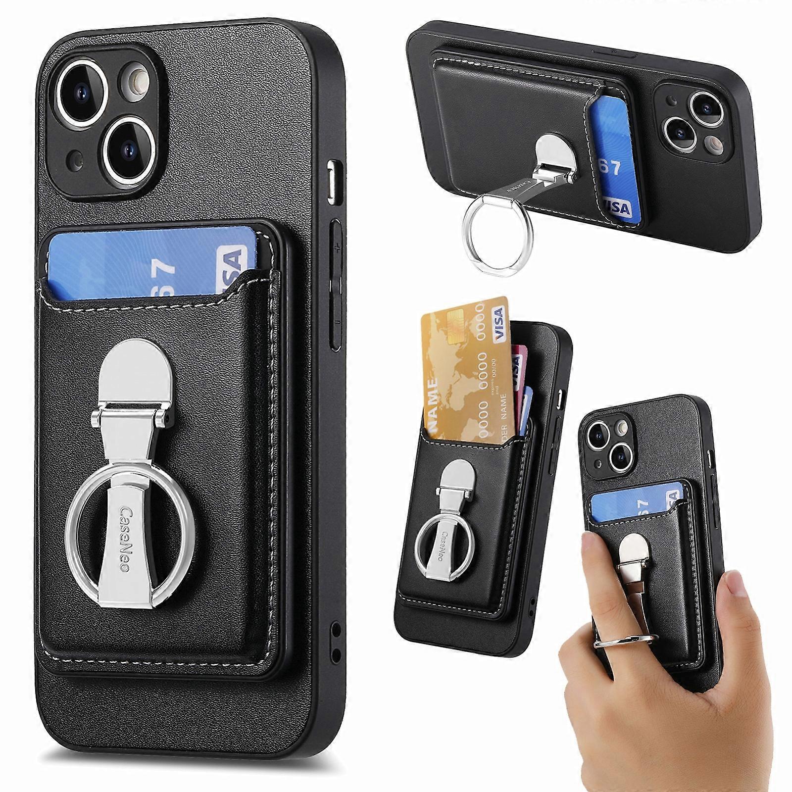 Skin Feel Ring Holder Wallet Magnetic Phone Case