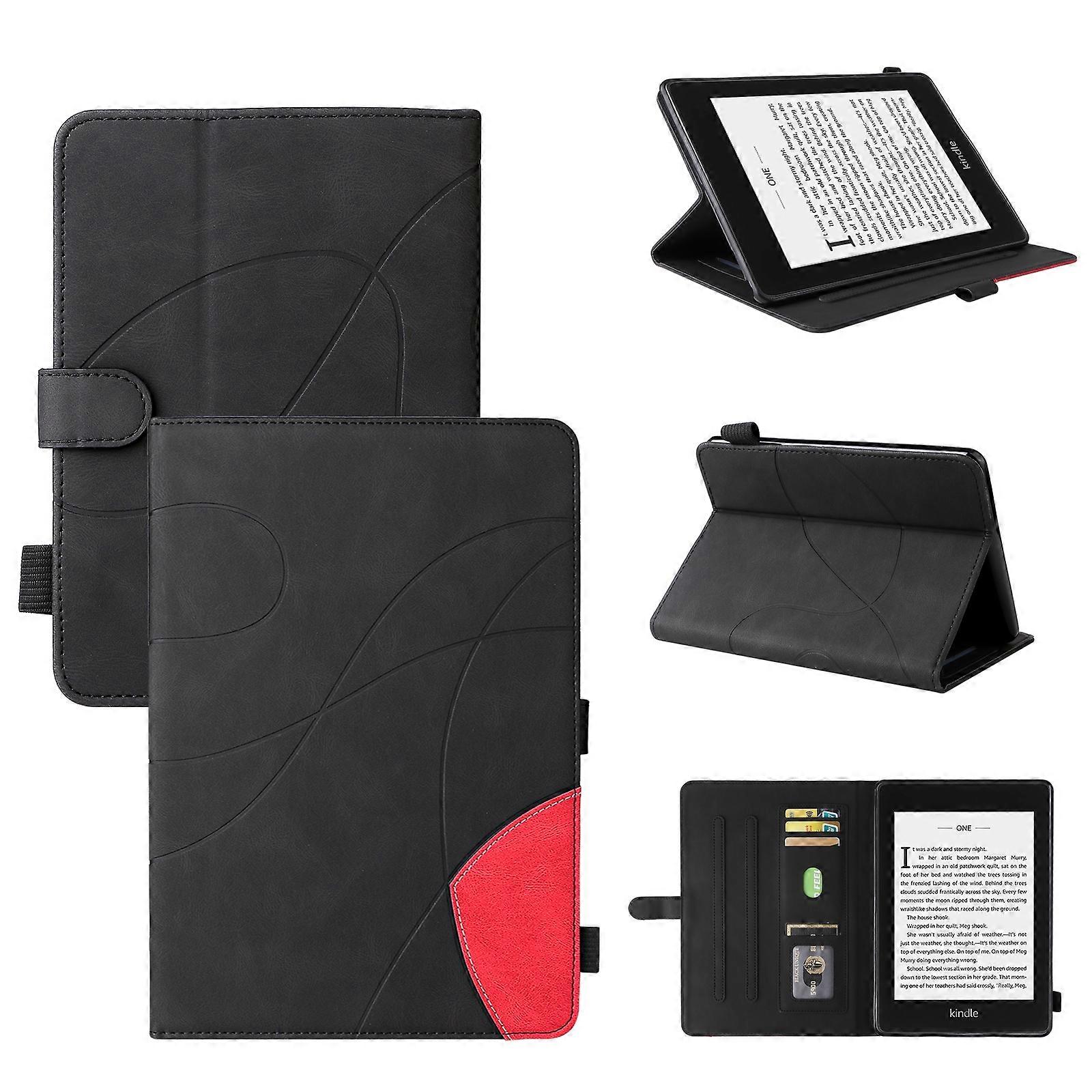 For Amazon Kindle Paperwhite 4 / 3 / 2 / 1 Dual-color Splicing Horizontal Flip PU Leather Case with Holder & Card Slots & Sleep / Wake-up Function