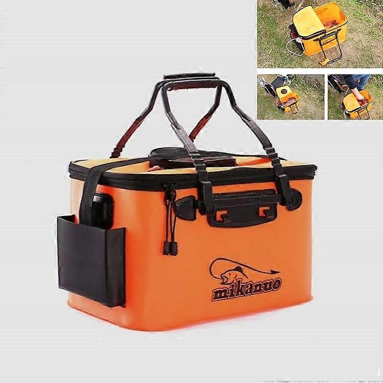 Thickened Multifunctional Folding Live Fish Box Fishing Bucket, Size:50 cm (with Handle and Side Pocket)