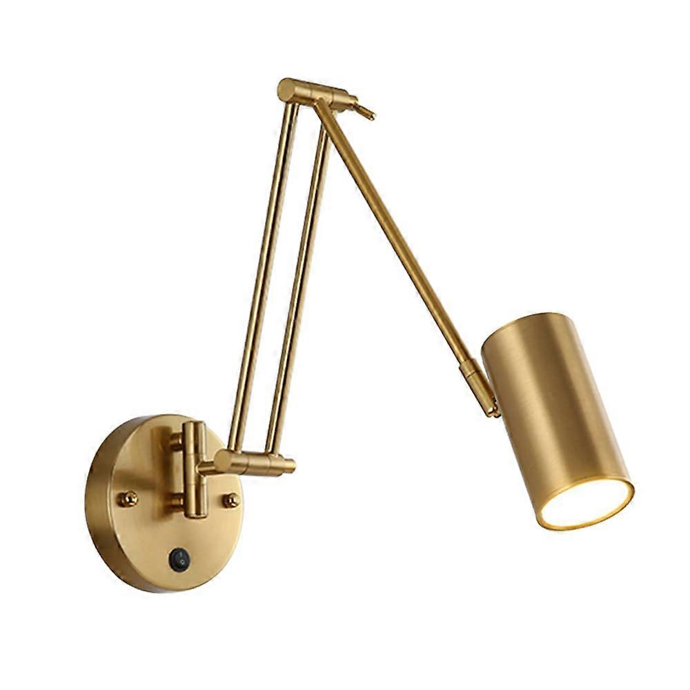Foldable Wall Sconces Adjustable Vintage Swing Arm Wall Sconce with Switch On/Off, Gold/Black