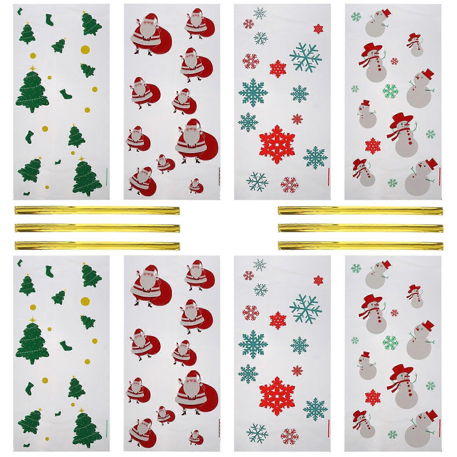 200pc Christmas Flat Packing Bag Candy Wrapping Bag with 200pcs Ties