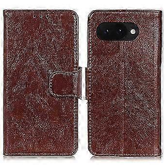 For Google Pixel 9a Case Nappa Texture Split Leather Wallet Phone Cover-Brown