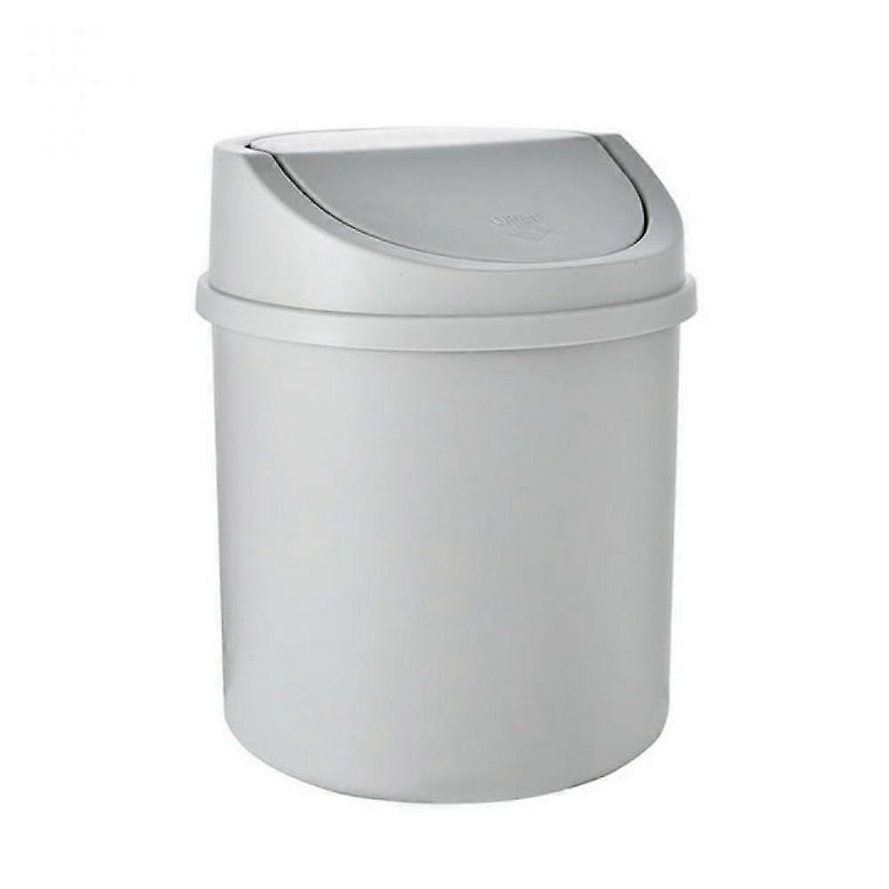 Desktop Mini Cute Can with Swing Lid, Space Saving PP Cylindrical Tiny Garbage Can