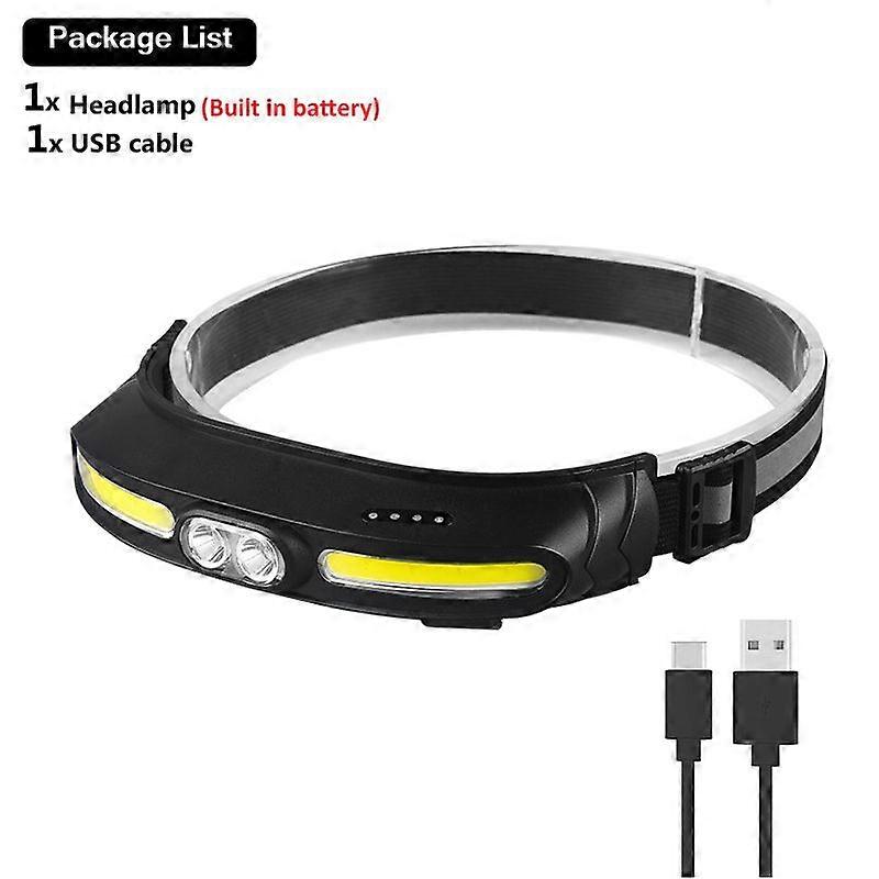 3pcs COB Headlamp 5 Lighting Patterns Function 800mah Battery Work Light Dual Light Source Torch Quantity Display