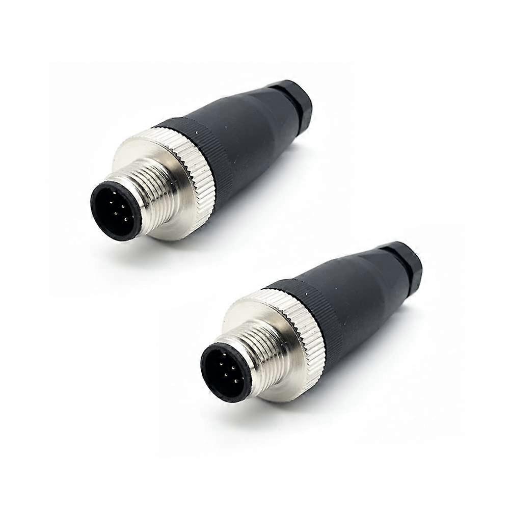 2Pcs M12 8 Pin Male Connector, 12mm Industrial Connector Circular Field Assembly Wireable Sensor IP67 A Code