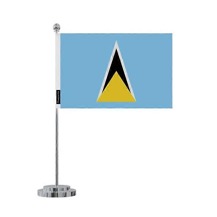 Flag desk of Saint Lucia – 14 x 21 cm – Polyester – Stainless Steel Base