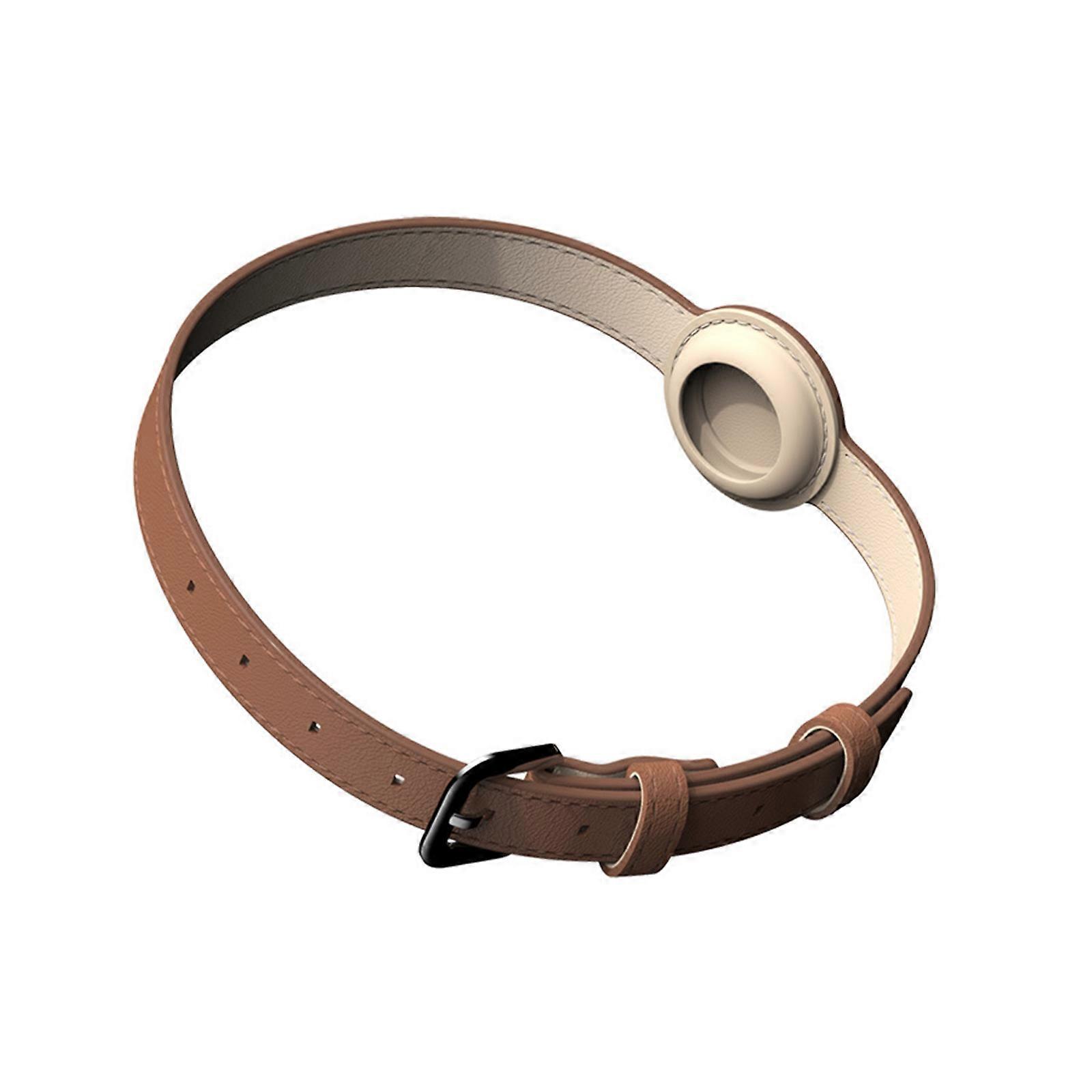 Cats Collars with Metal Buckle Cats Collar for Tracking Device Tracker for Free-Range Pet Track Your Cats Collar  M brown