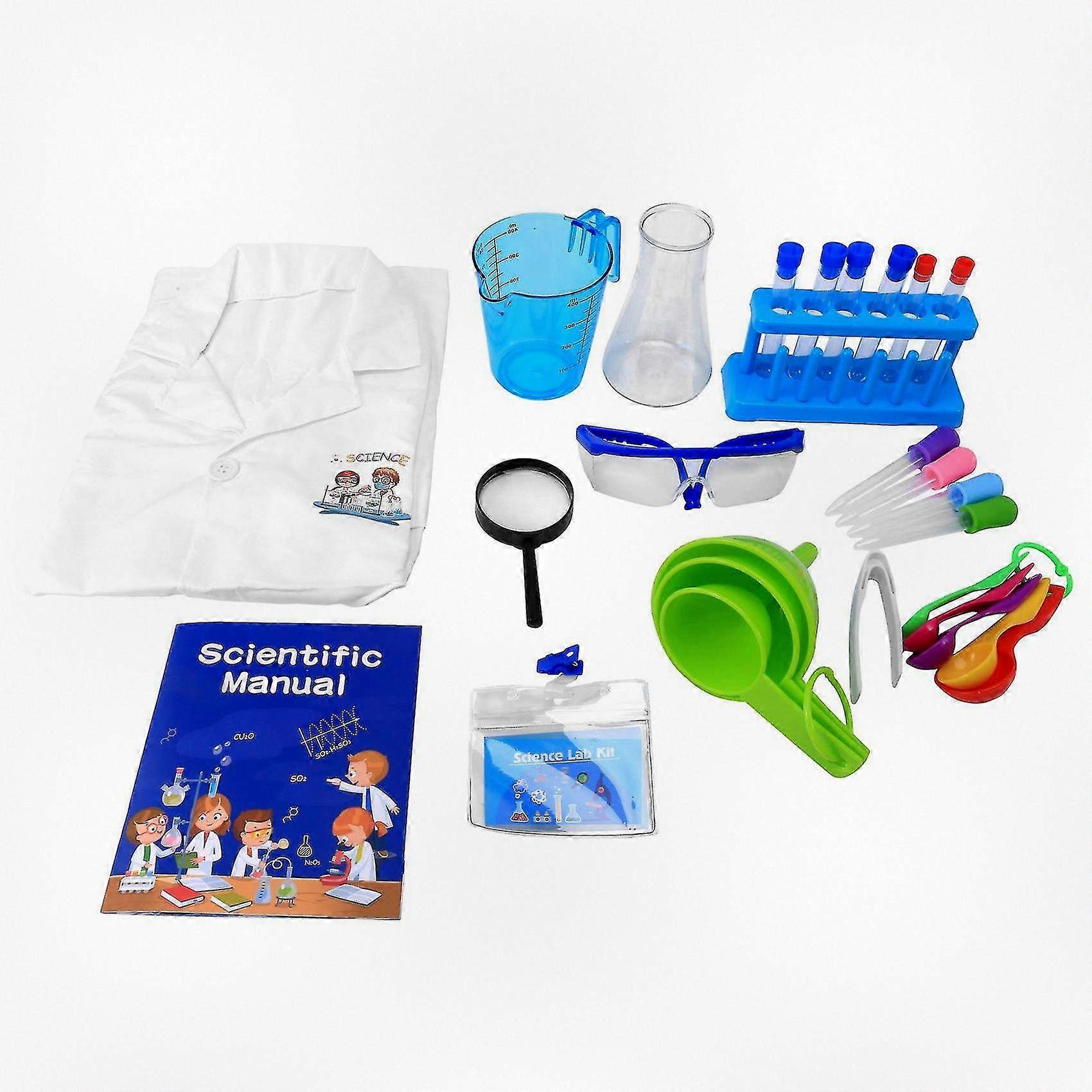 Kids Science Experiment Kit with Lab Coat, DIY Chemistry Set for Young Learners to Dress Up and Explore Science
