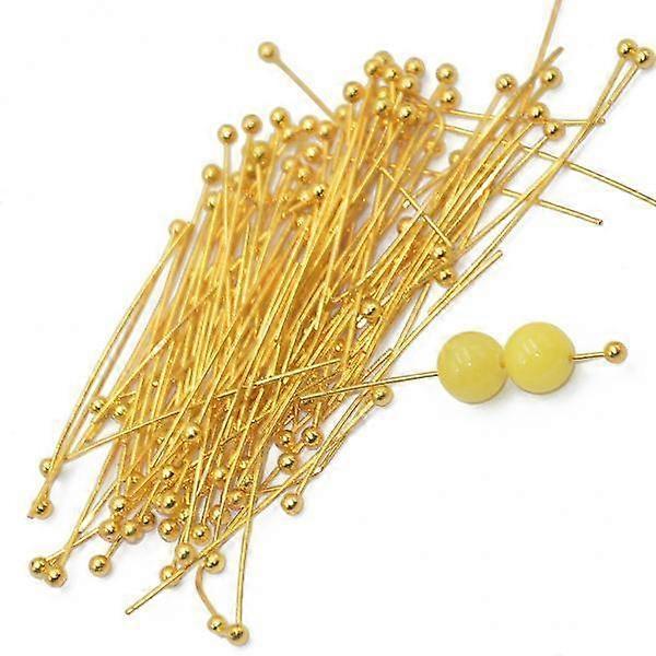 5-8pack 100pcs Gold Plated Ball Head Pins 1.18 Inch Length 0.5mm For Jewlery