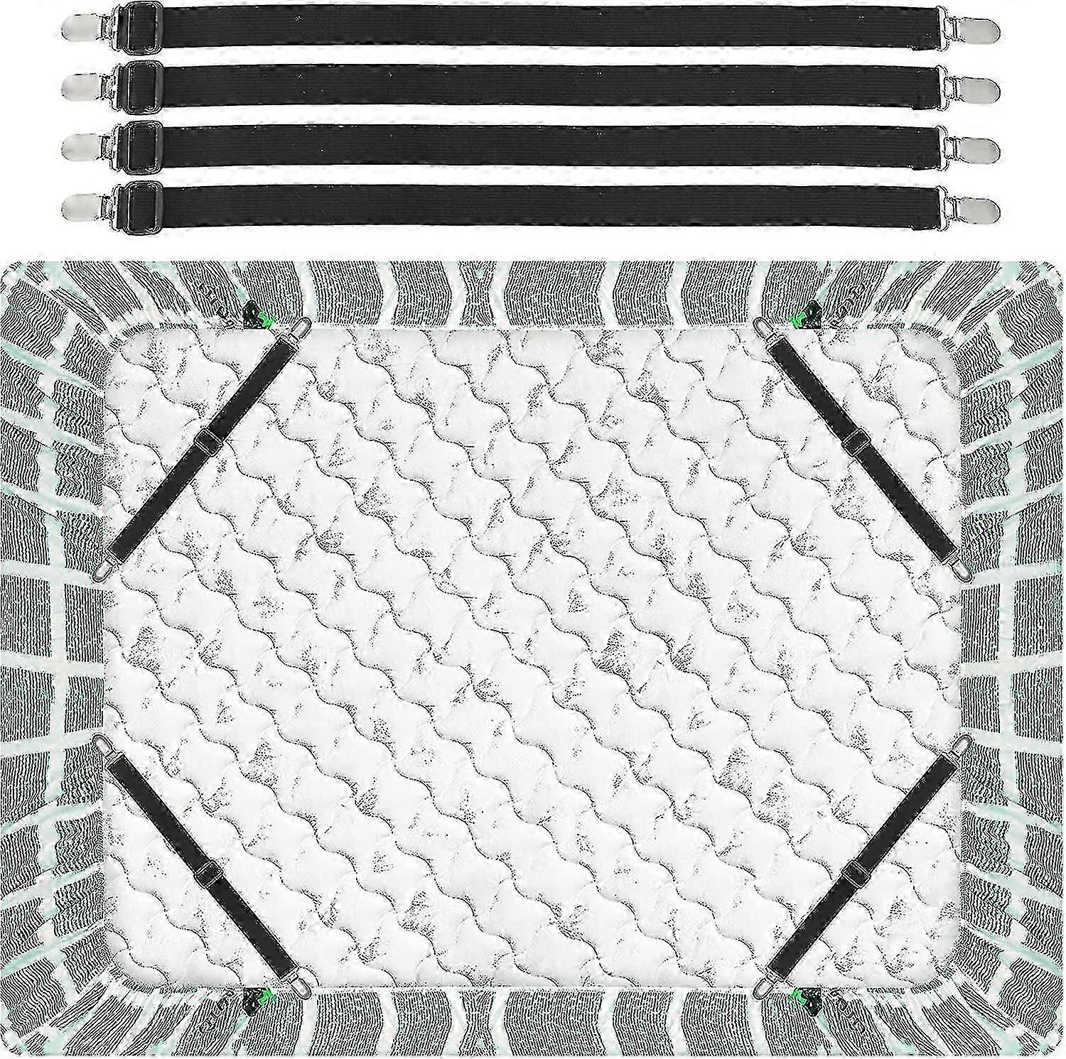 Bed Sheet Holder Straps, Corner Sheet Clips, Elastic Adjustable Sheet Fasteners Heavy Duty Sheet Grippers For Mattresses Fitted Sheets Flat Sheets (4p