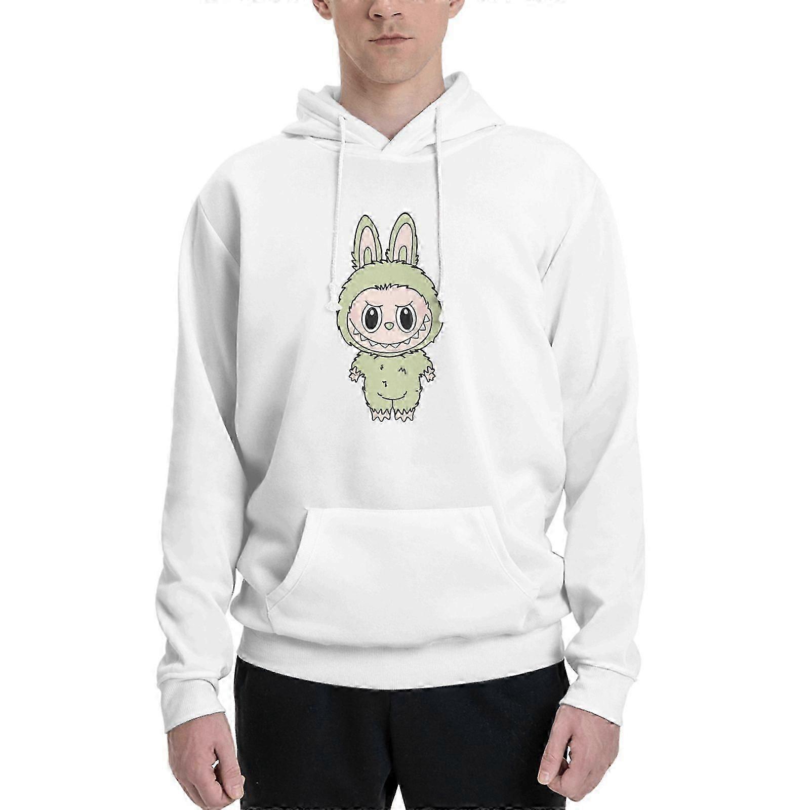 Moletom com Capuz de Personagem Labubu Verde - Moletom Gráfico Engraçado para Homens Estilo 0002