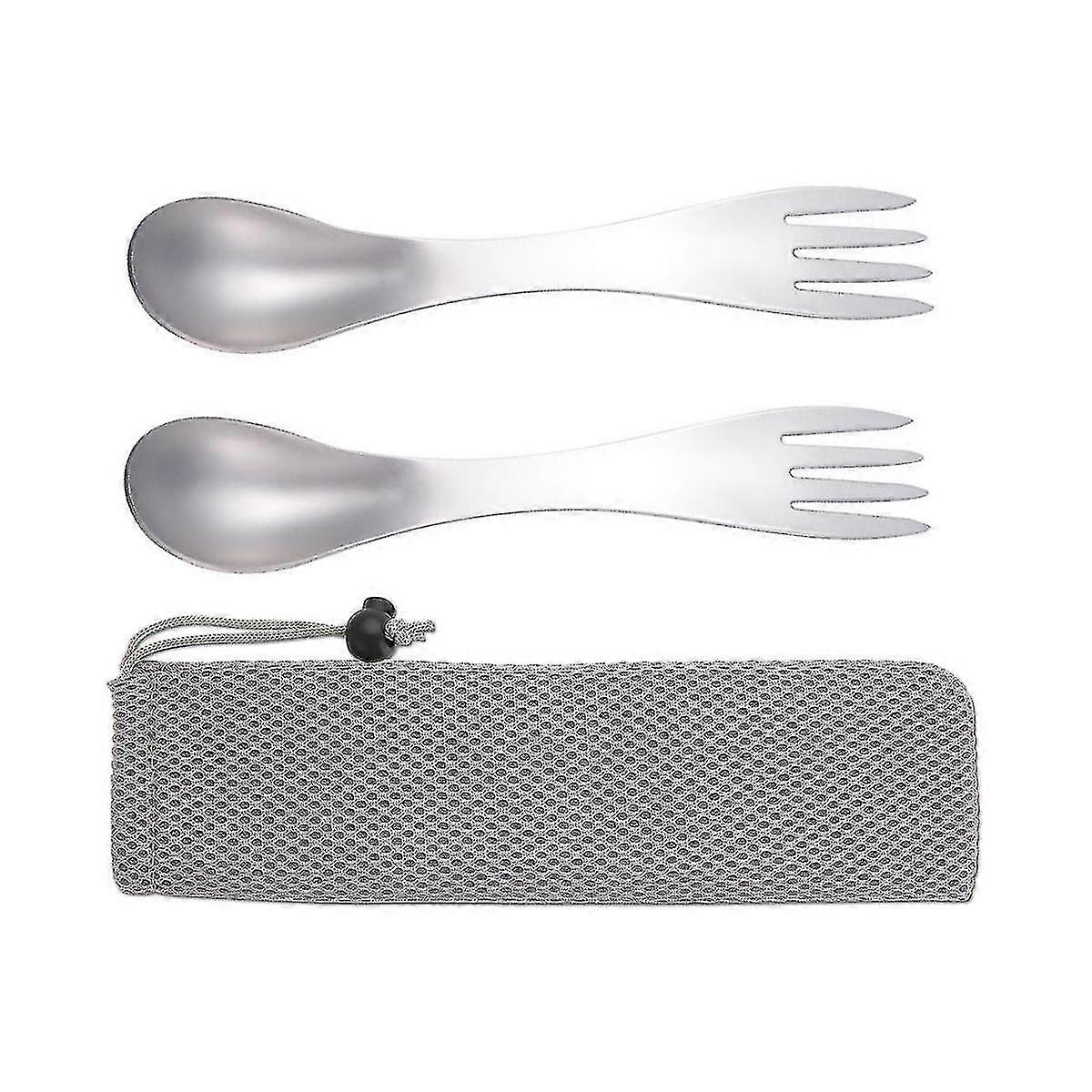 Fork And Spoon Combo 2-pack Ultra Lightweight Camping Utensil, -friendly Spork For Backpacking, Hik