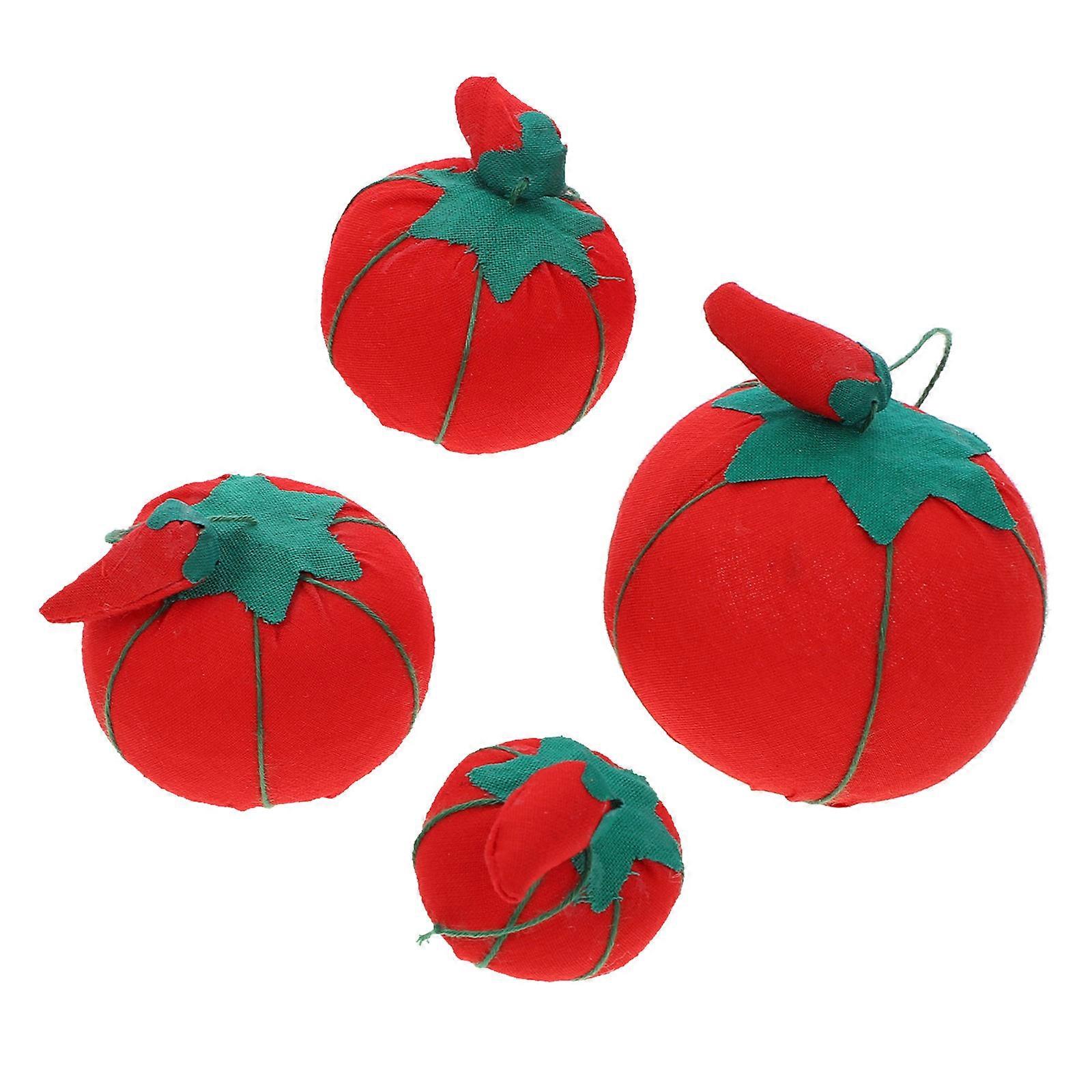4pcs Tomato Pin Cushions for Sewing, Embroidery & DIY Projects – Portable, Stylish Design, Assorted Colors, Ideal for Beginners