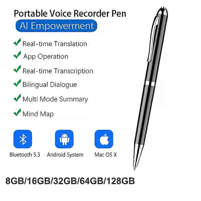 con AI Portable Voice Recorder ChatGPT App Control Intelligent Transcription Translation Recording Pen Translator Audio Dictaphone