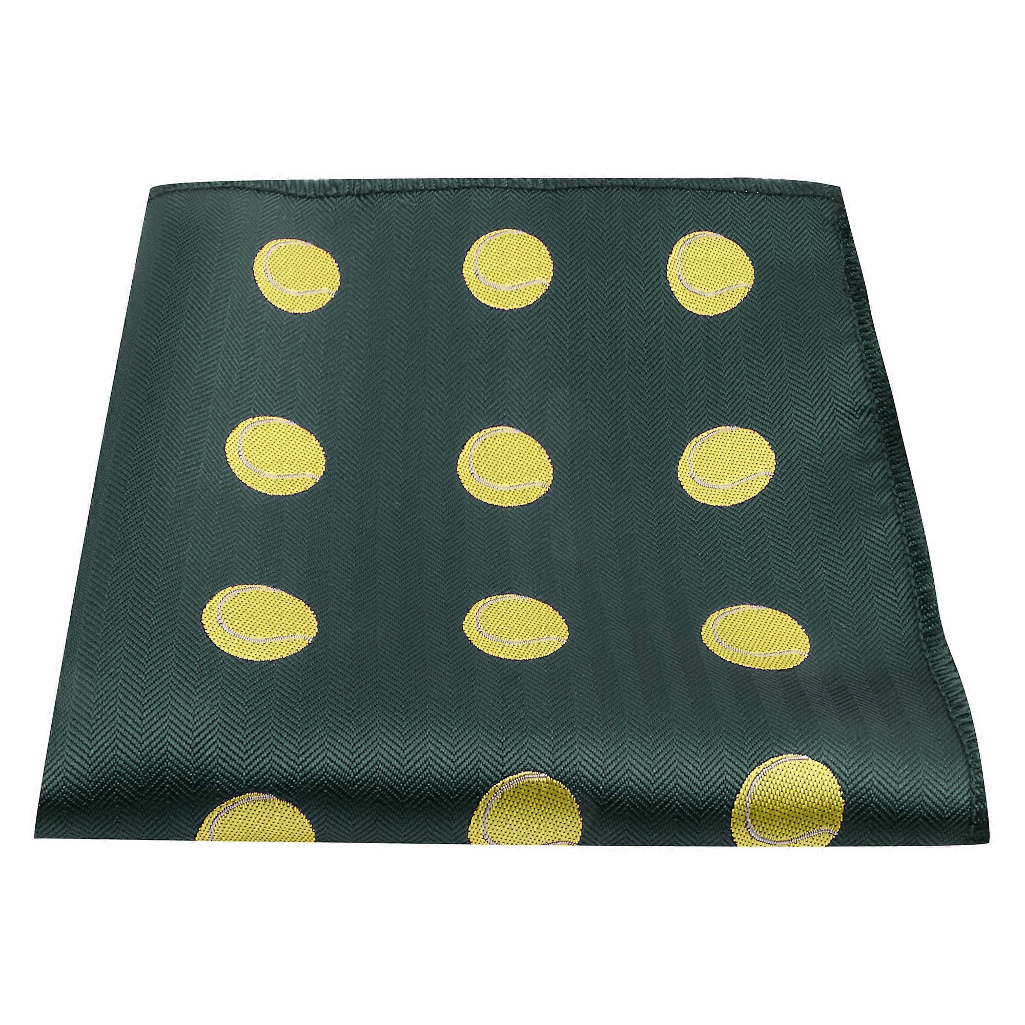 Dark Green Tennis Ball Herringbone Pocket Square