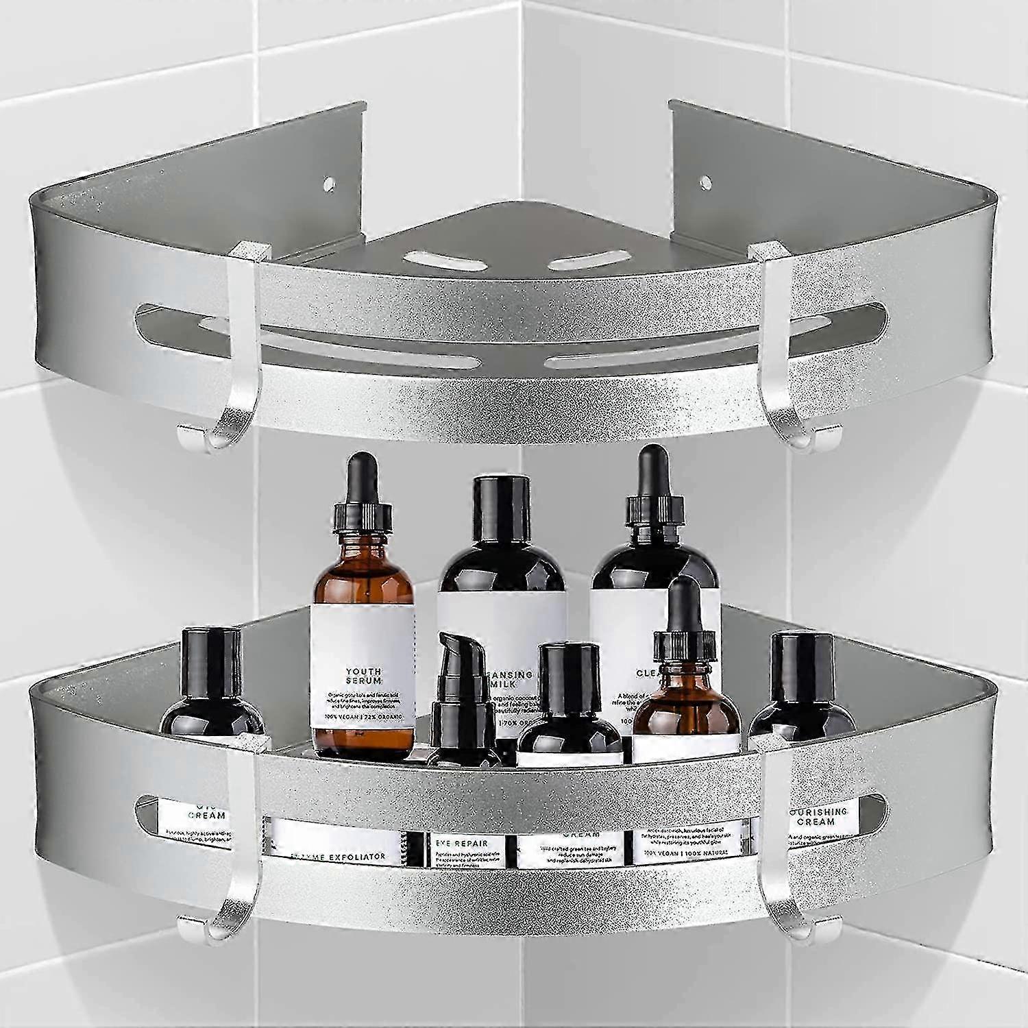 2-Tier Wall-Mounted Bathroom Triangle Shelf Storage Rack