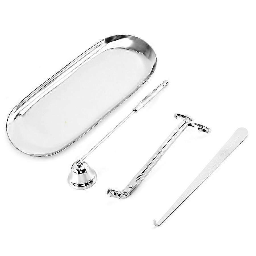 2025 4pc Candle Tool Kit: Wick Trimmer, Dipper, Snuffer with Storage Tray - Silver
