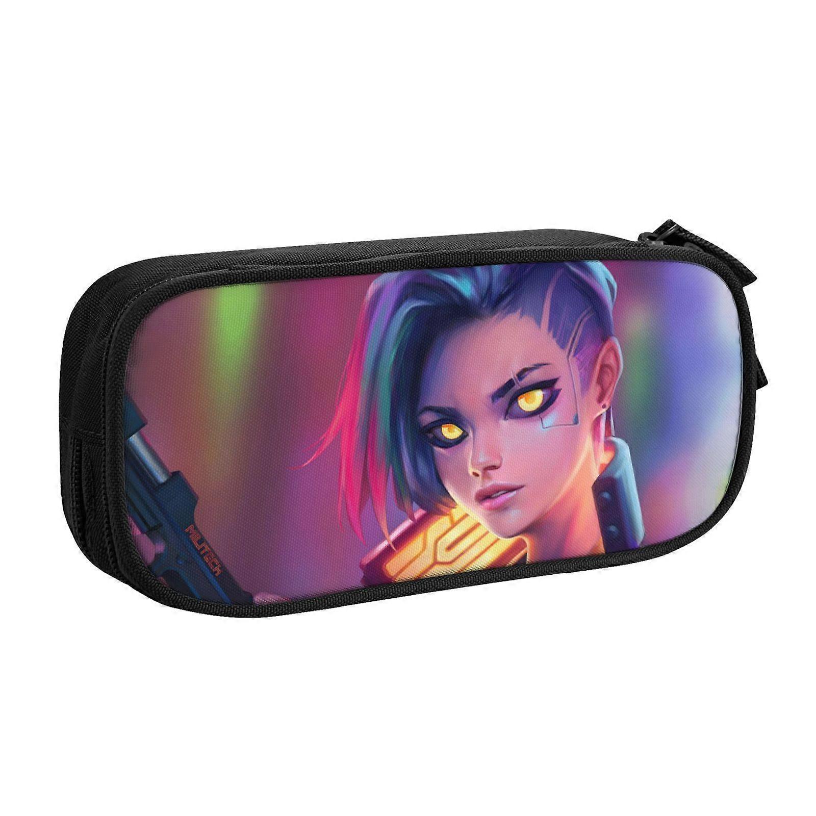 j125 Cyberpunk Heroes Pencil Case Multi-Functional Storage Bag - 2 Zipper Compartments & 8 Slots (Ideal for Daily Use) r125