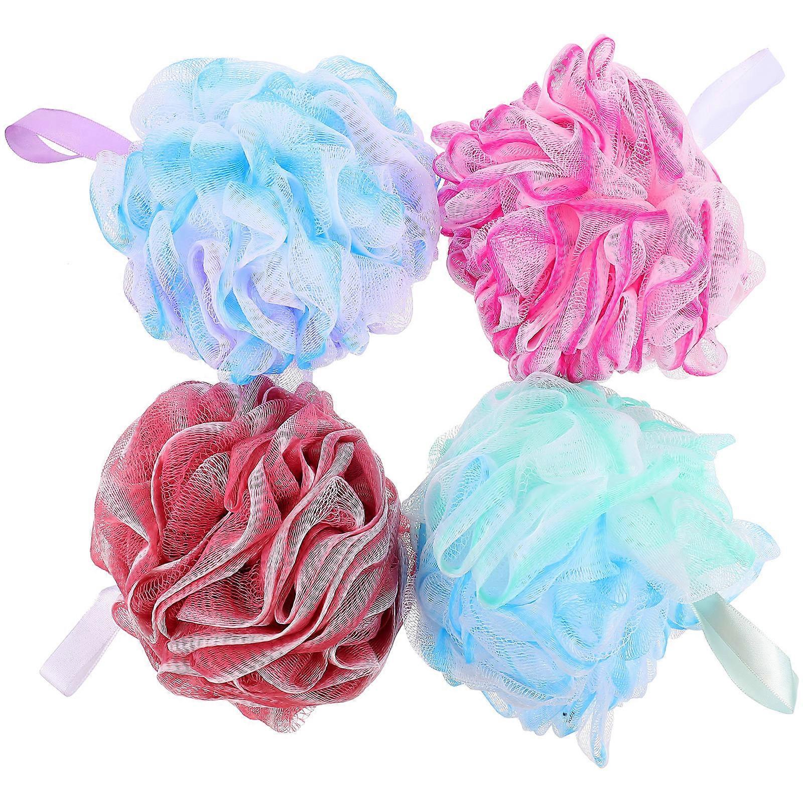 Exfoliating Bath Ball Shower Loofah Adorable Bath Scrubber Supple Bathing Tool Assorted Color 19.00X13.00X13.00cm Gentle Scrubbing 4Pcs