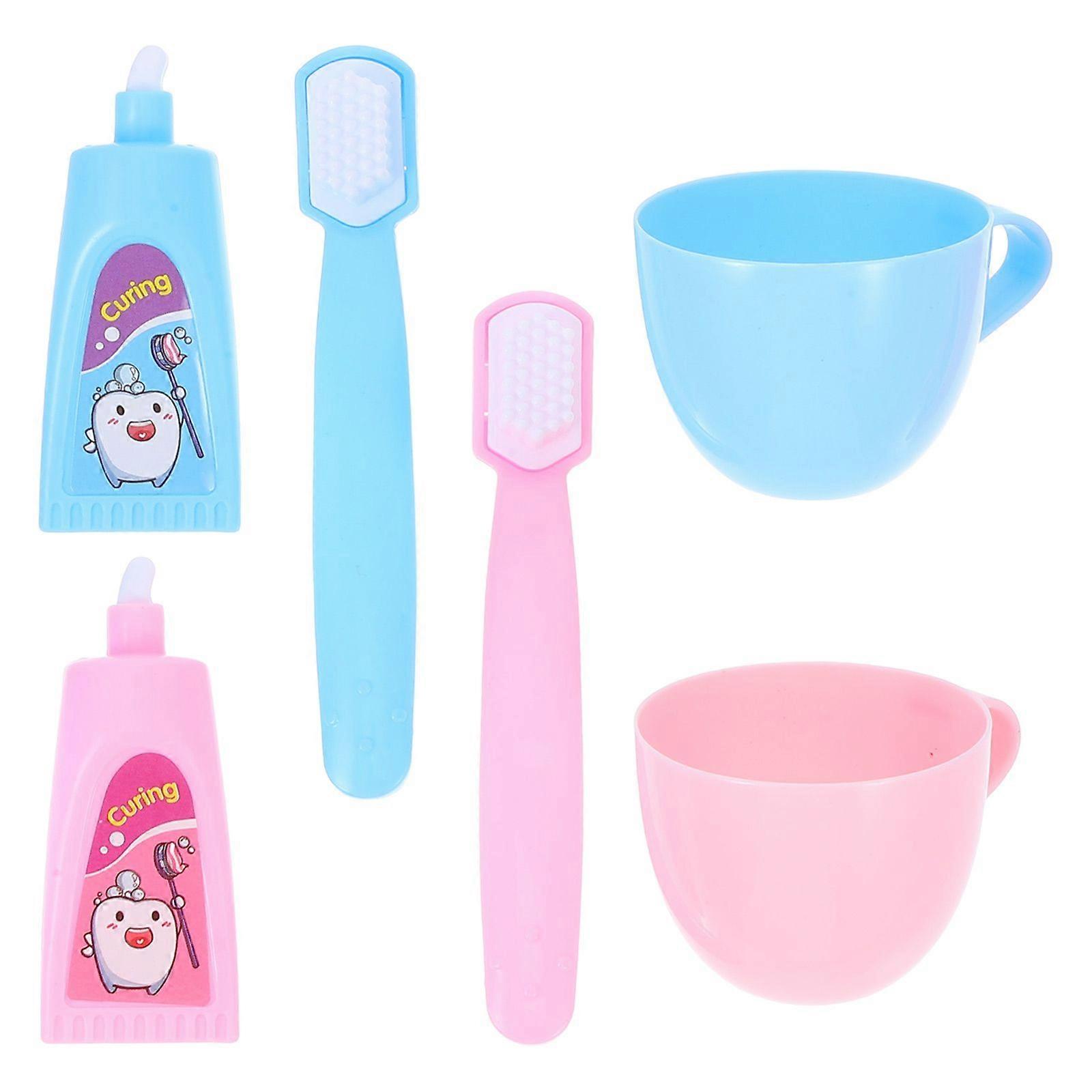 2 Sets Bathroom Set With Toothbrush And Miniature Toothpaste Doll Accessories For Pretend Play And Role-Playing Games Mini Toilet And Bath Essentials